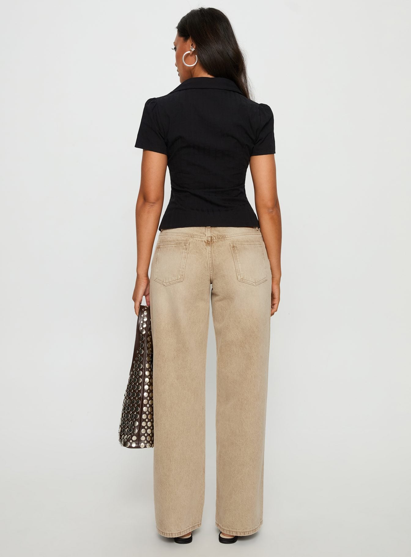 Ellanor Low Rise Straight Leg Jeans Tan - Image 5
