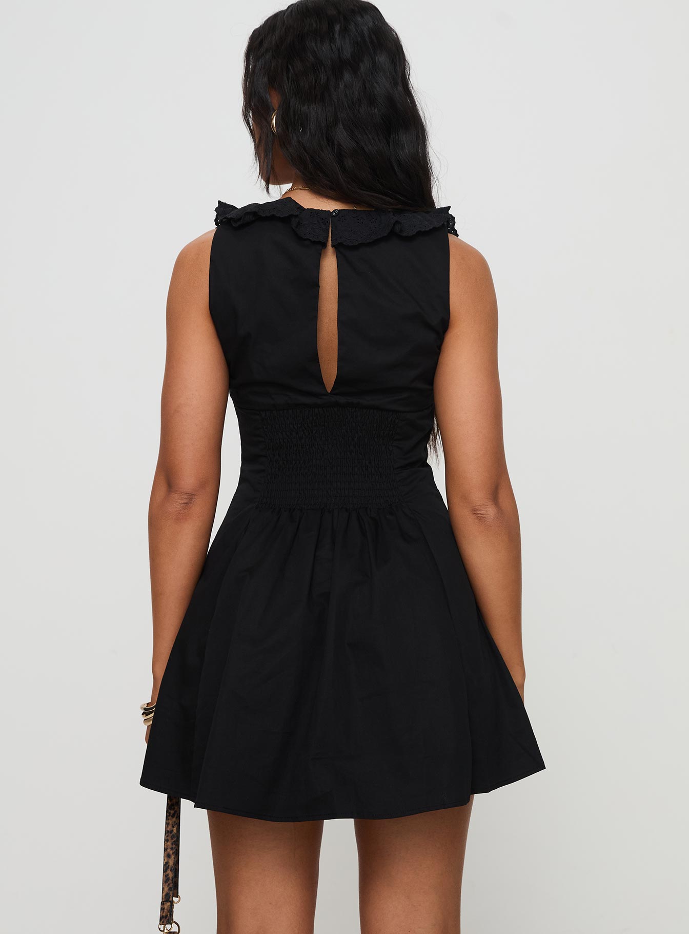 Oliveah Frill Mini Dress Black - Image 5