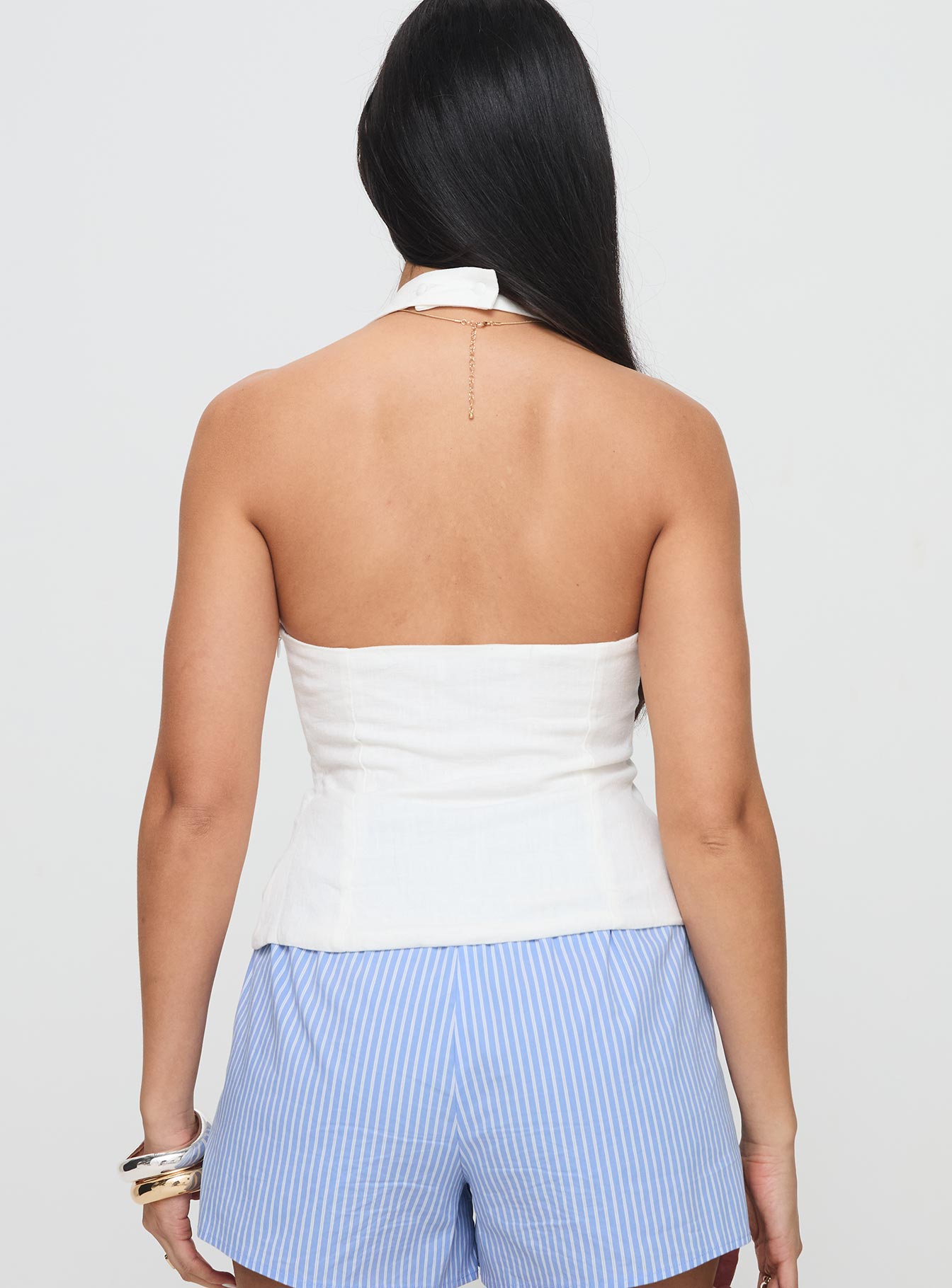 Clouded Linen Blend Vest Top White - Image 5