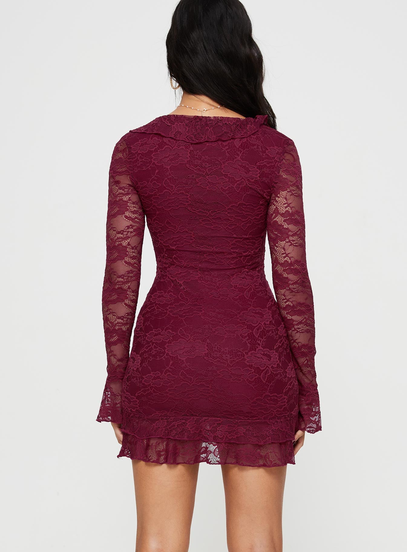 Sidonie Long Sleeve Mini Dress Red - Image 7