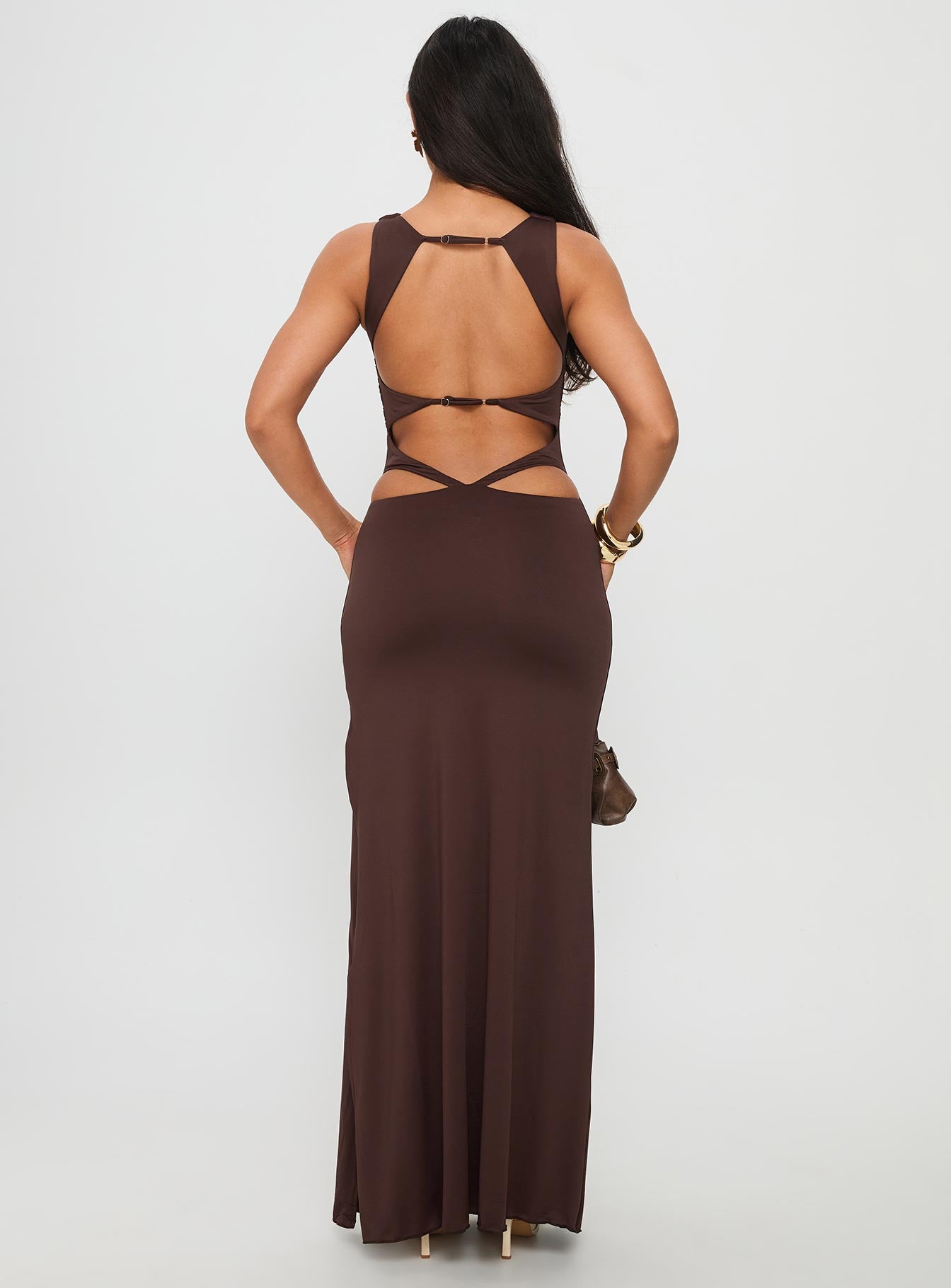 Undeniable Cut Out Maxi Dress Brown - Image 5