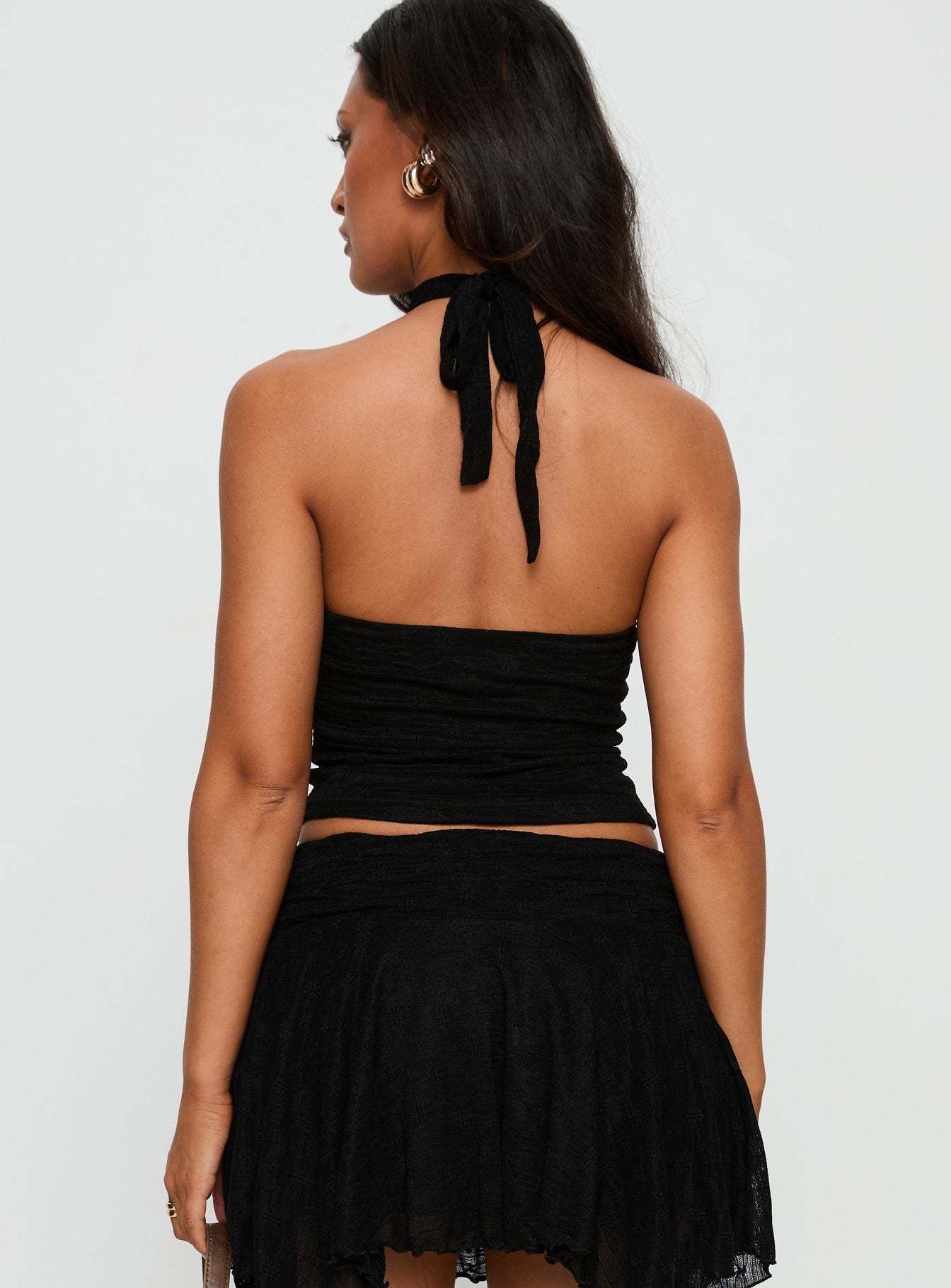Raeann Scarf Detail One Shoulder Top Black - Image 5