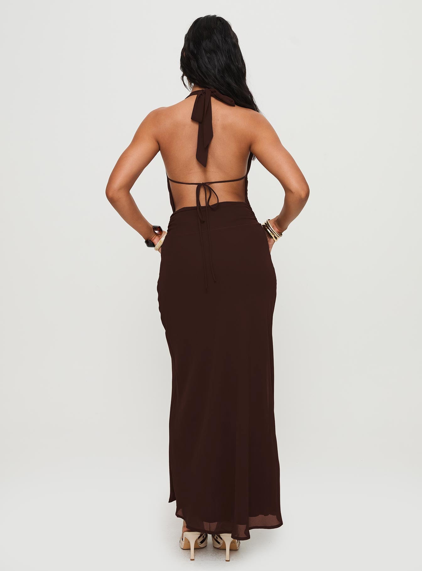 Alejandria Cowl Neck Maxi Dress Chocolate - Image 5