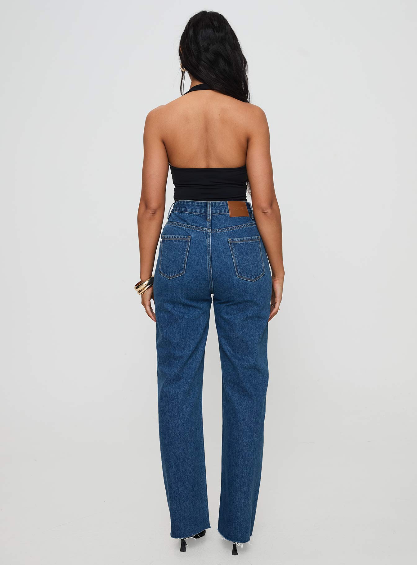 Kalinda High Rise Straight Leg Jeans Mid Blue - Image 4