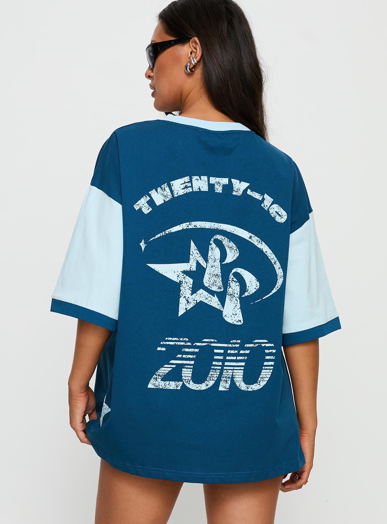 Nachell Short Sleeve Moto Top Blue - Image 5