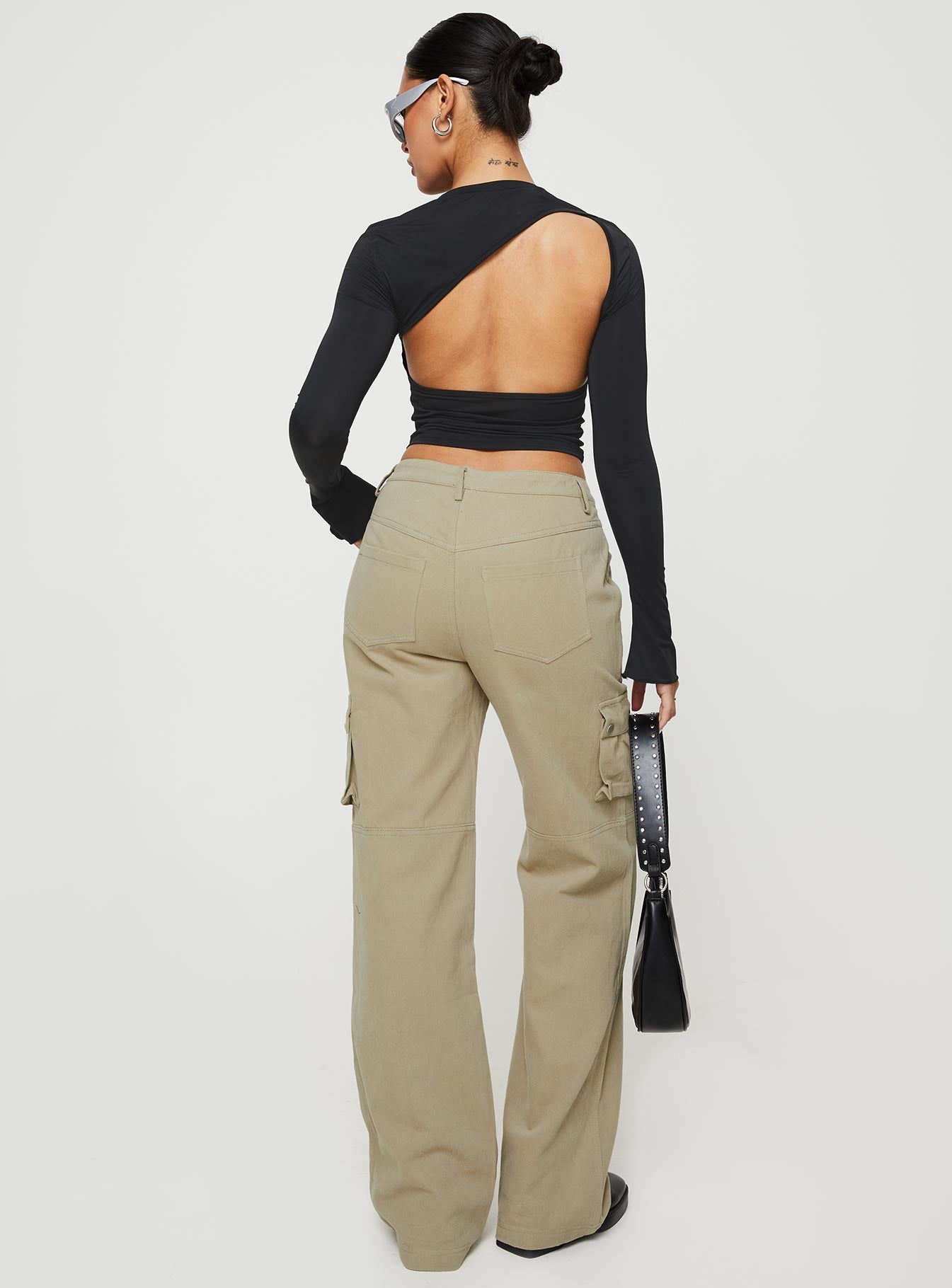 Paige Mid Rise Cargo Jean Sage - Image 5