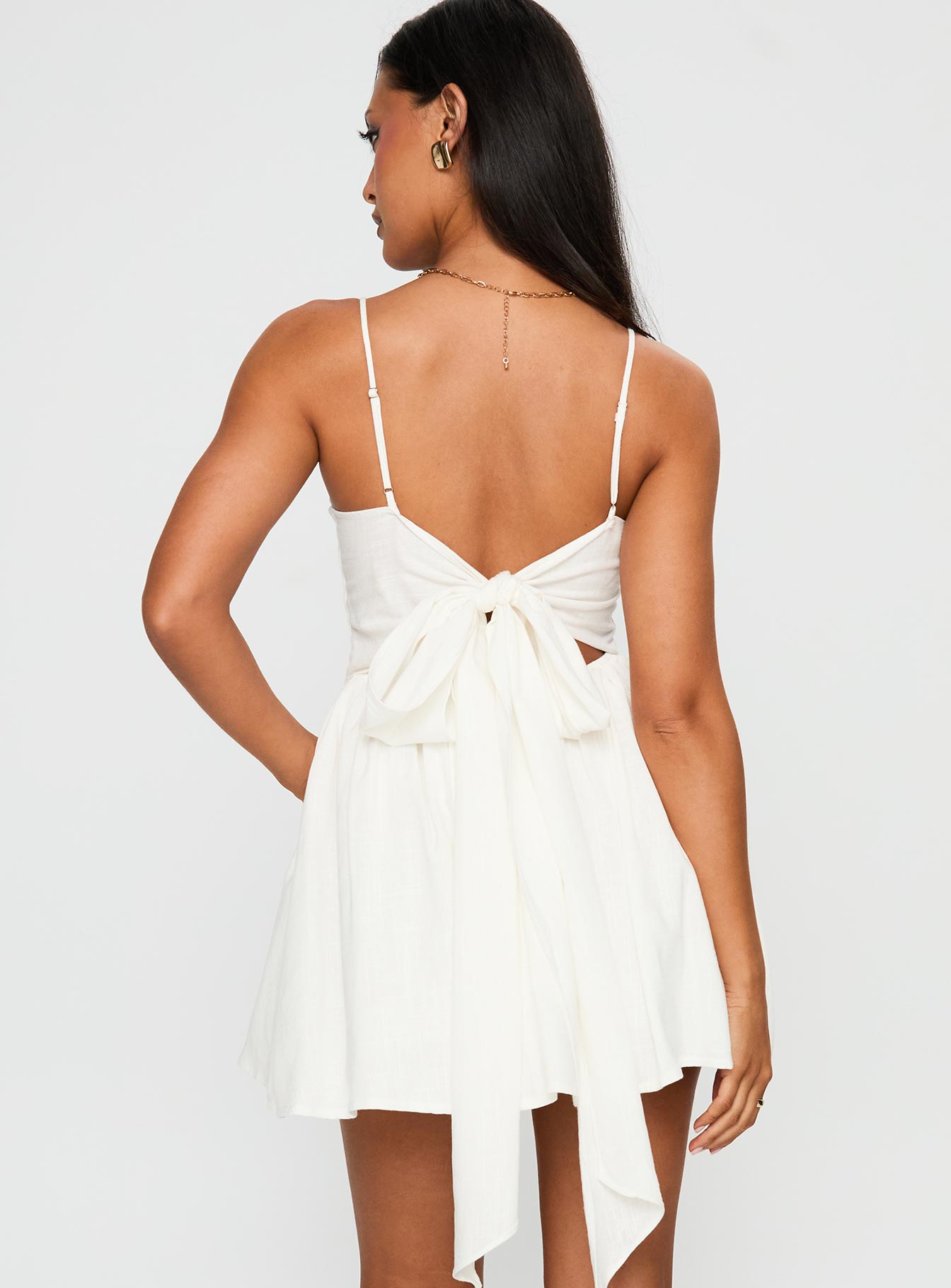 Angel Wings Tie Up Mini Dress White - Image 5