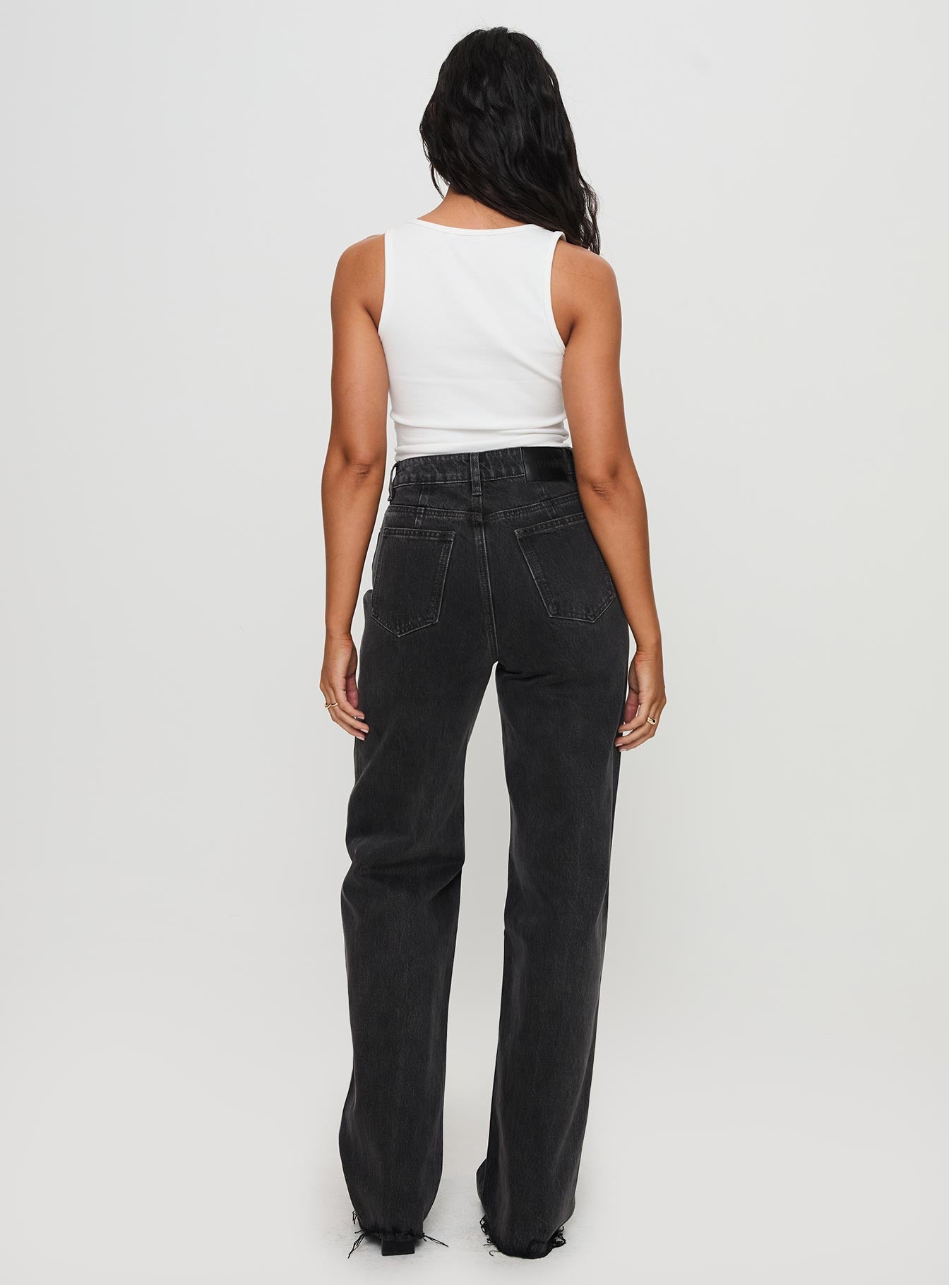 Karlina High Rise Straight Leg Jeans Charcoal - Image 5