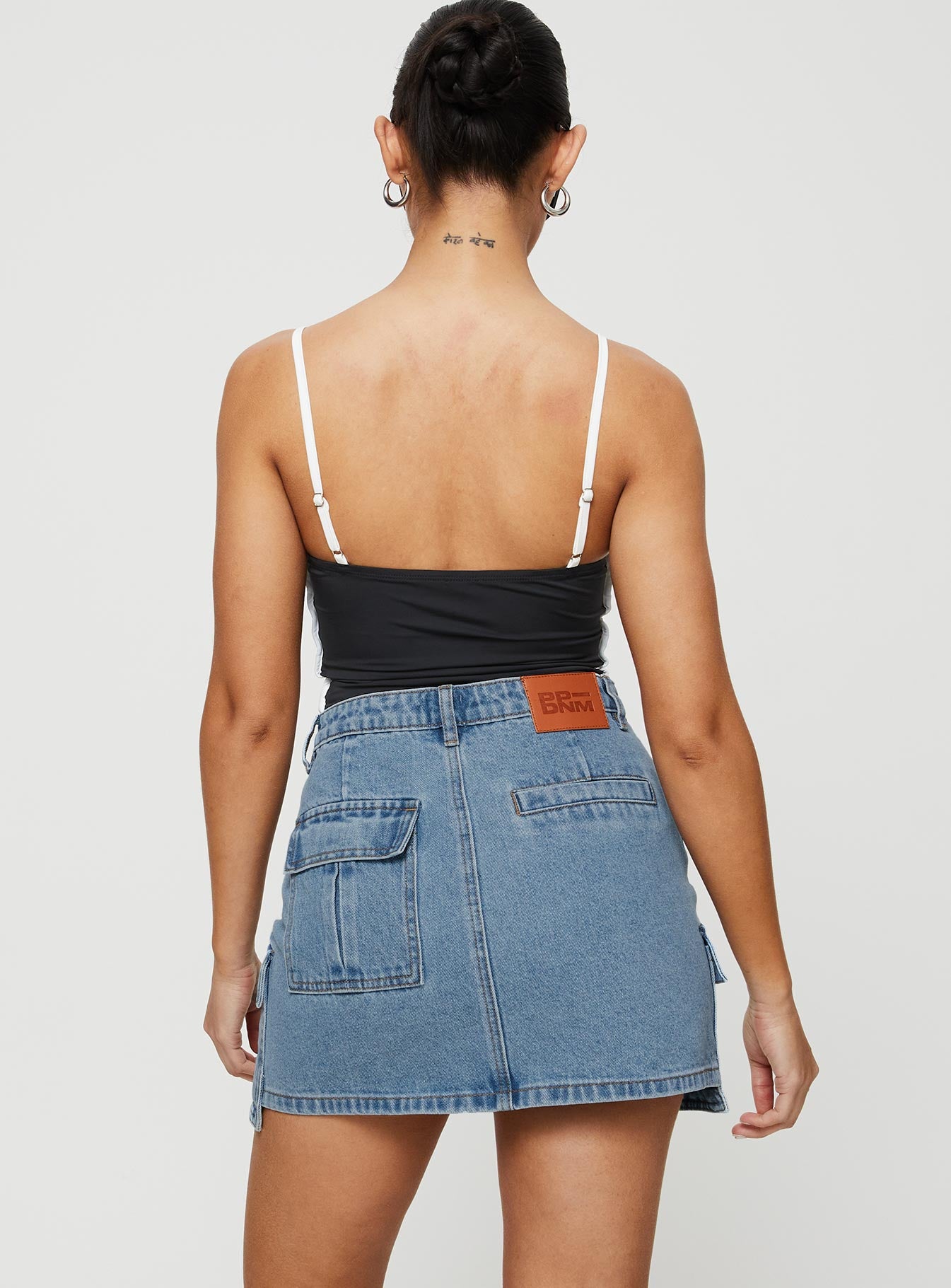 Maberley Denim Mini Skirt Mid Wash - Image 5