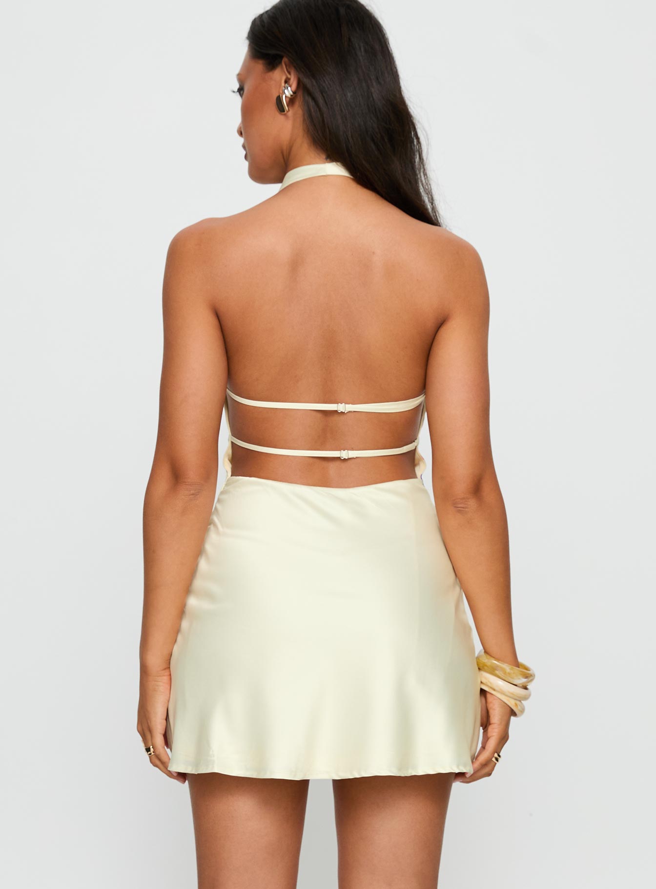 Latifah Halter Cowl Neck Mini Dress Cream Floral - Image 4