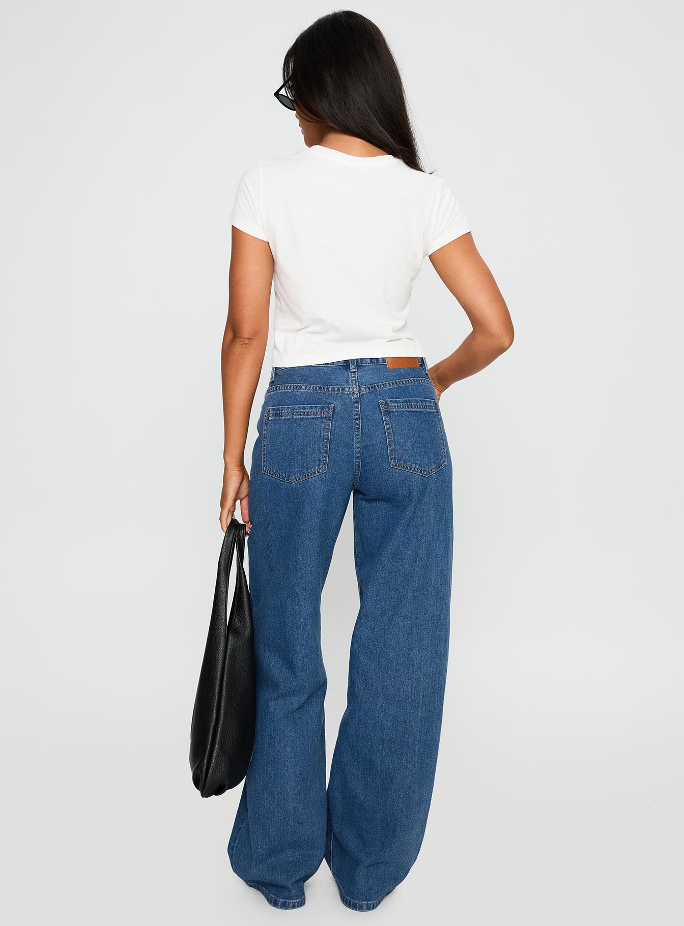 Taji Mid Rise Wide Leg Jeans Dark Blue - Image 5