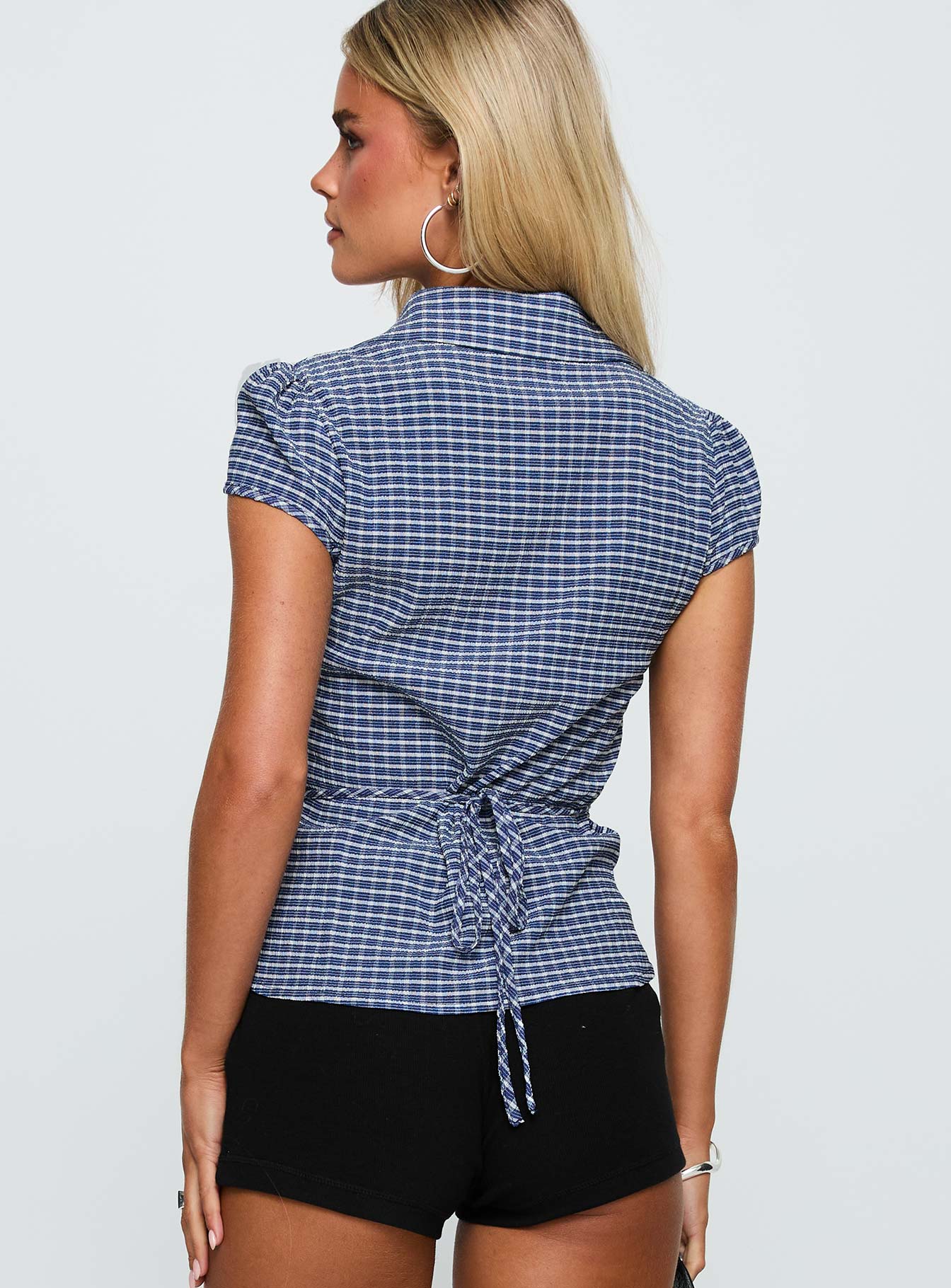 Arianwyn Short Sleeve Shirt Navy Check - Image 5