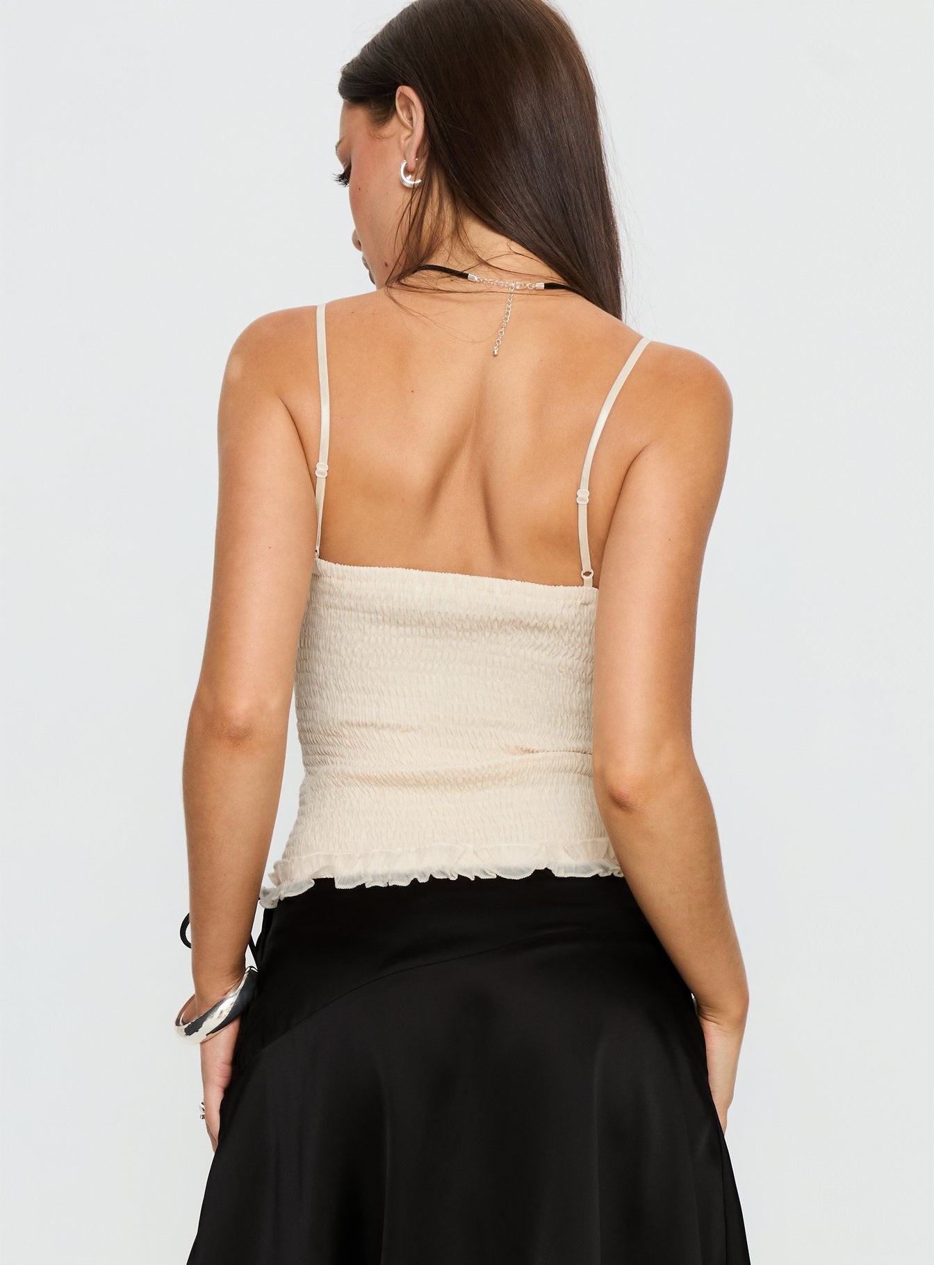 Angeleah Tie Up Frill Detail Top Cream - Image 5