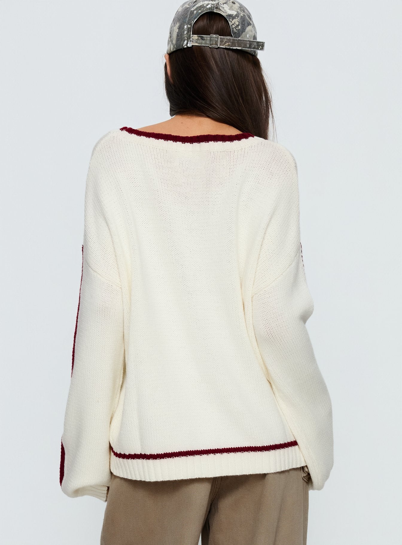 Star Track Graphic Jumper Cream / Red - Image 5