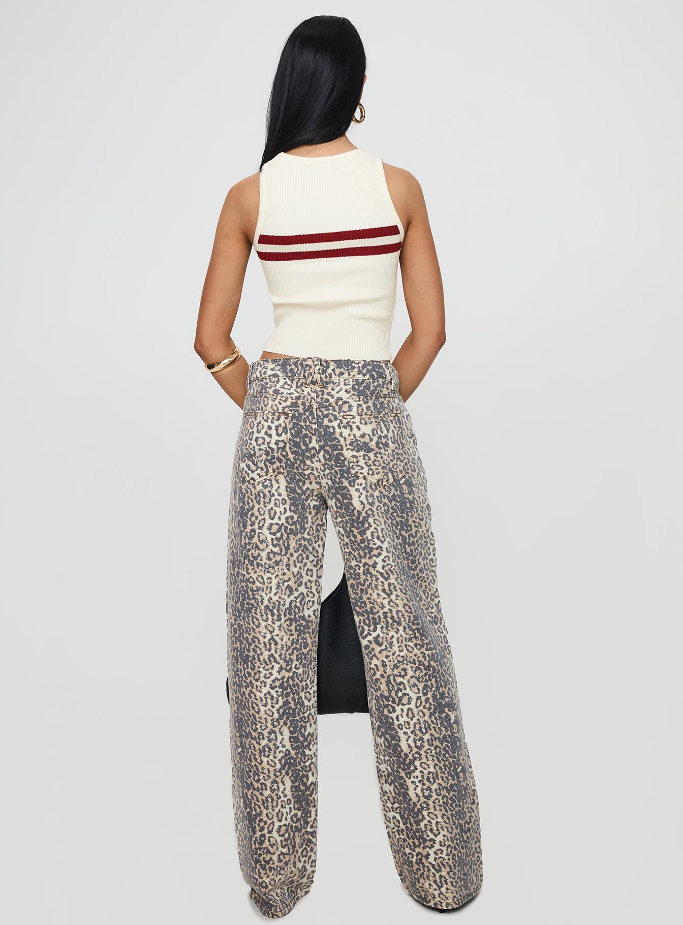 Top Model Low Rise Straight Leg Jeans Leopard Fade - Image 5