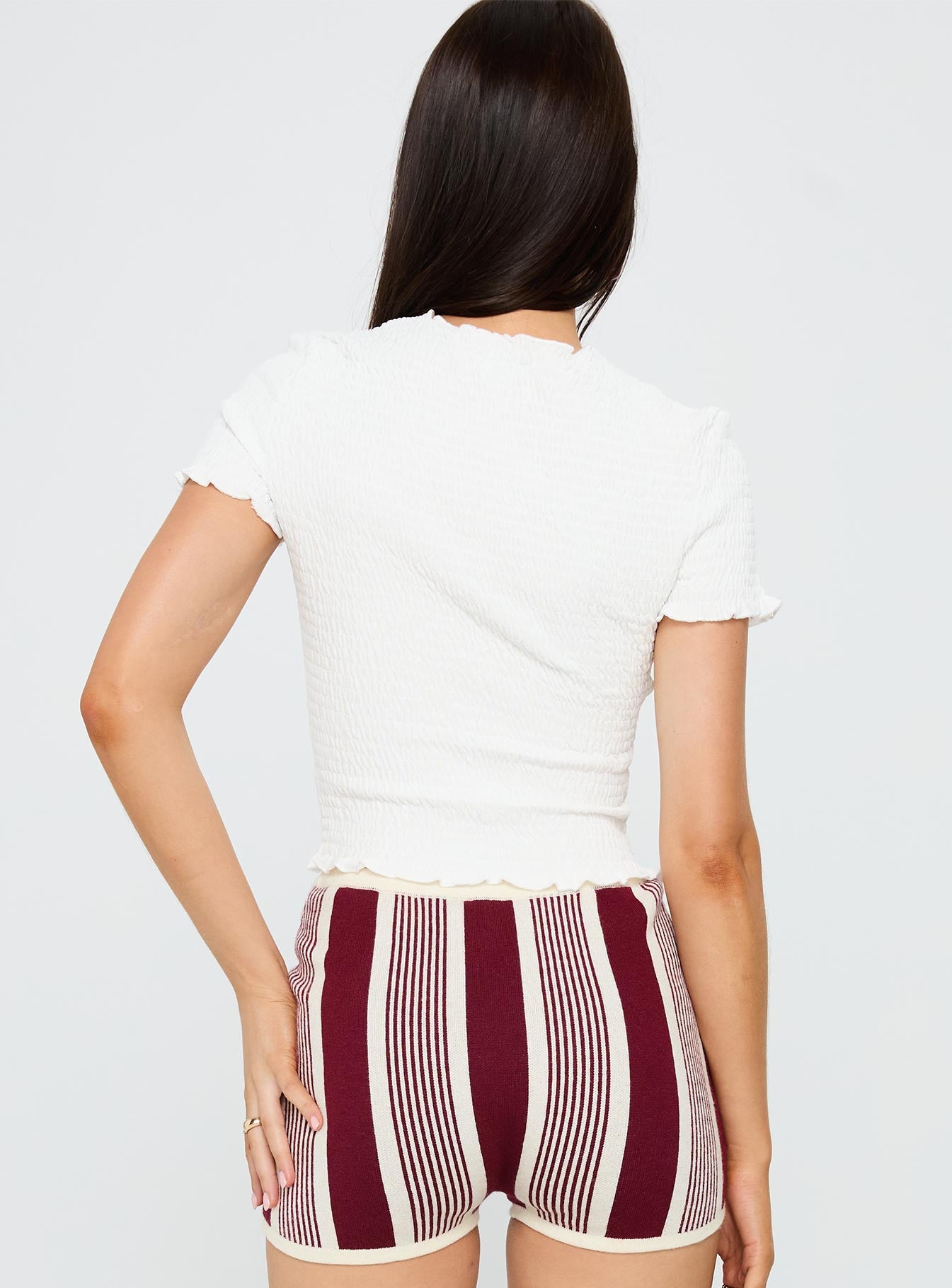 Palm Reader Shirred Top White - Image 5