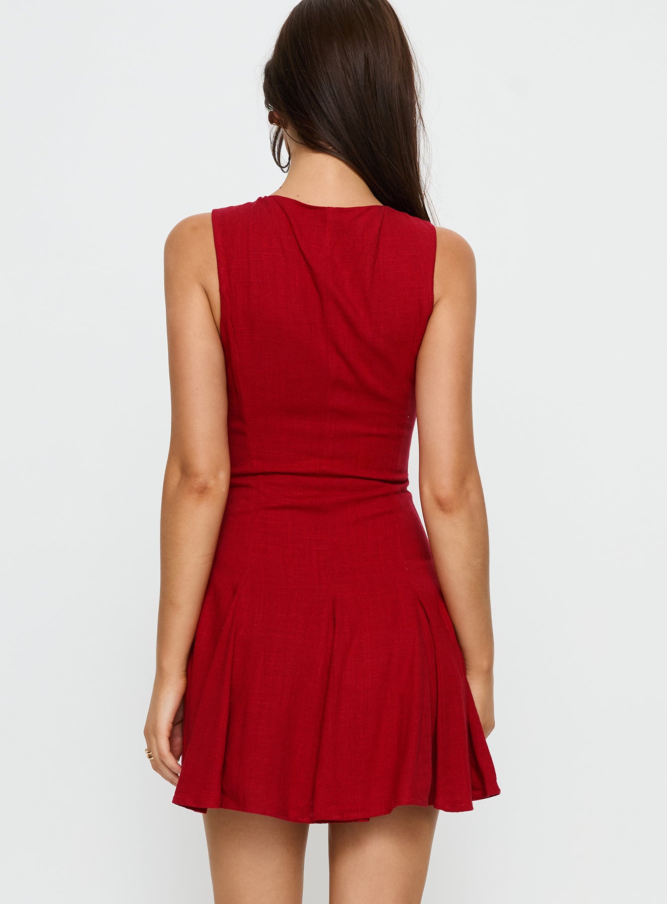 Aeryn Tie Front Mini Dress Red - Image 4