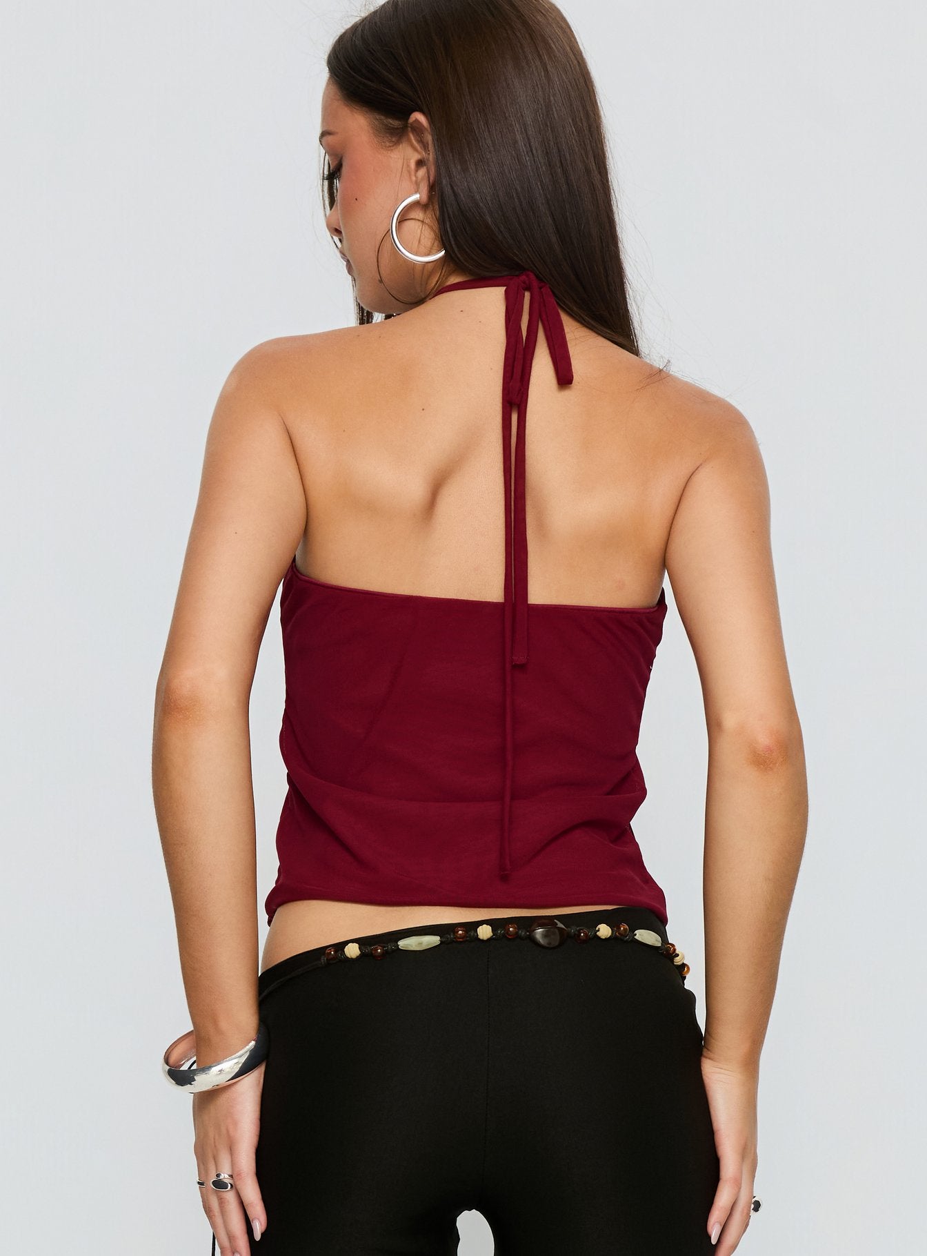 Hedlea Draped Ring Detail Top Wine - Image 5