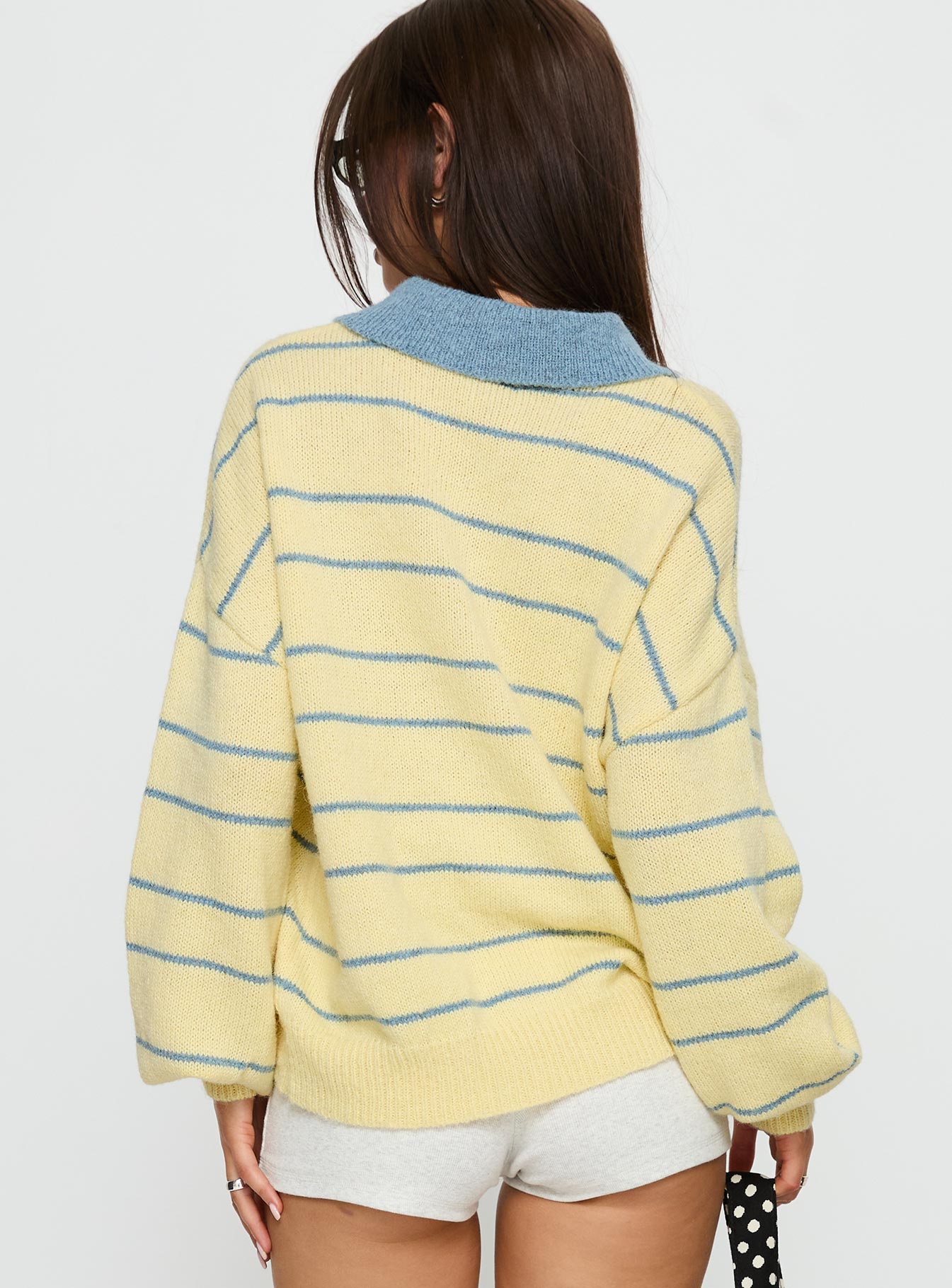 Minda Collared Knit Sweater Yellow Stripe - Image 5