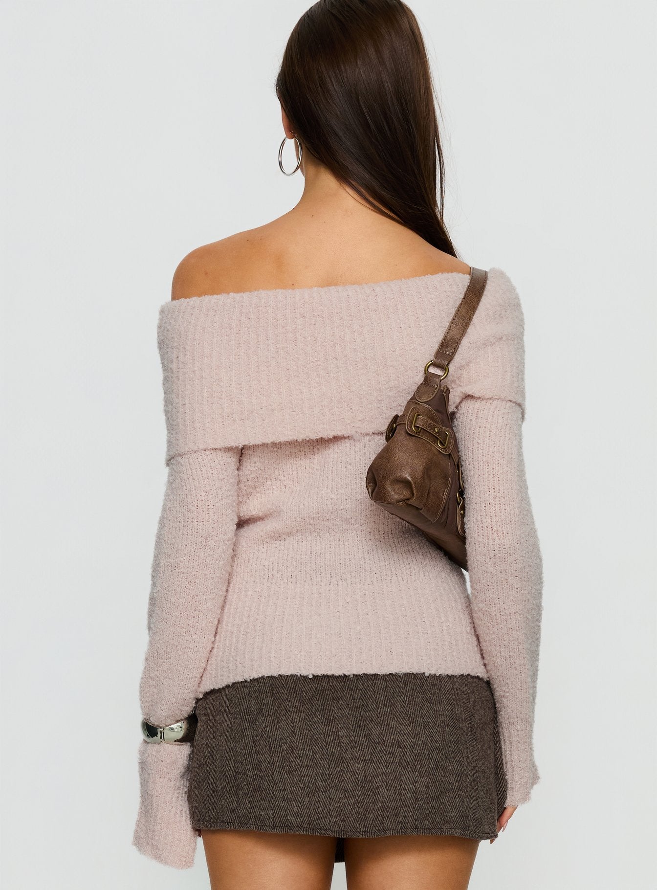 Adelyne Tweed Mini Skirt Brown - Image 4