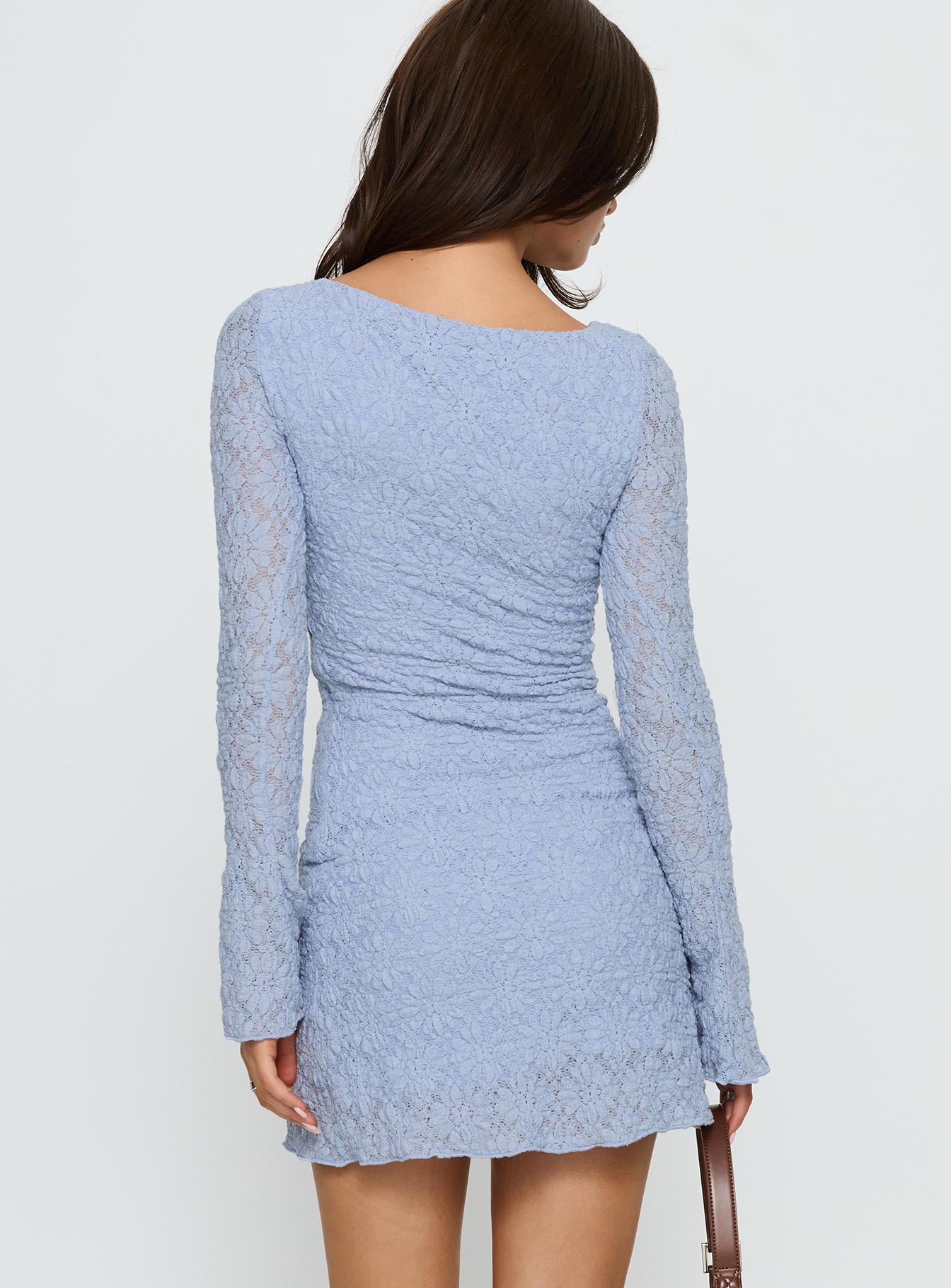 Imagica Long Sleeve Textured Mini Dress Blue - Image 4