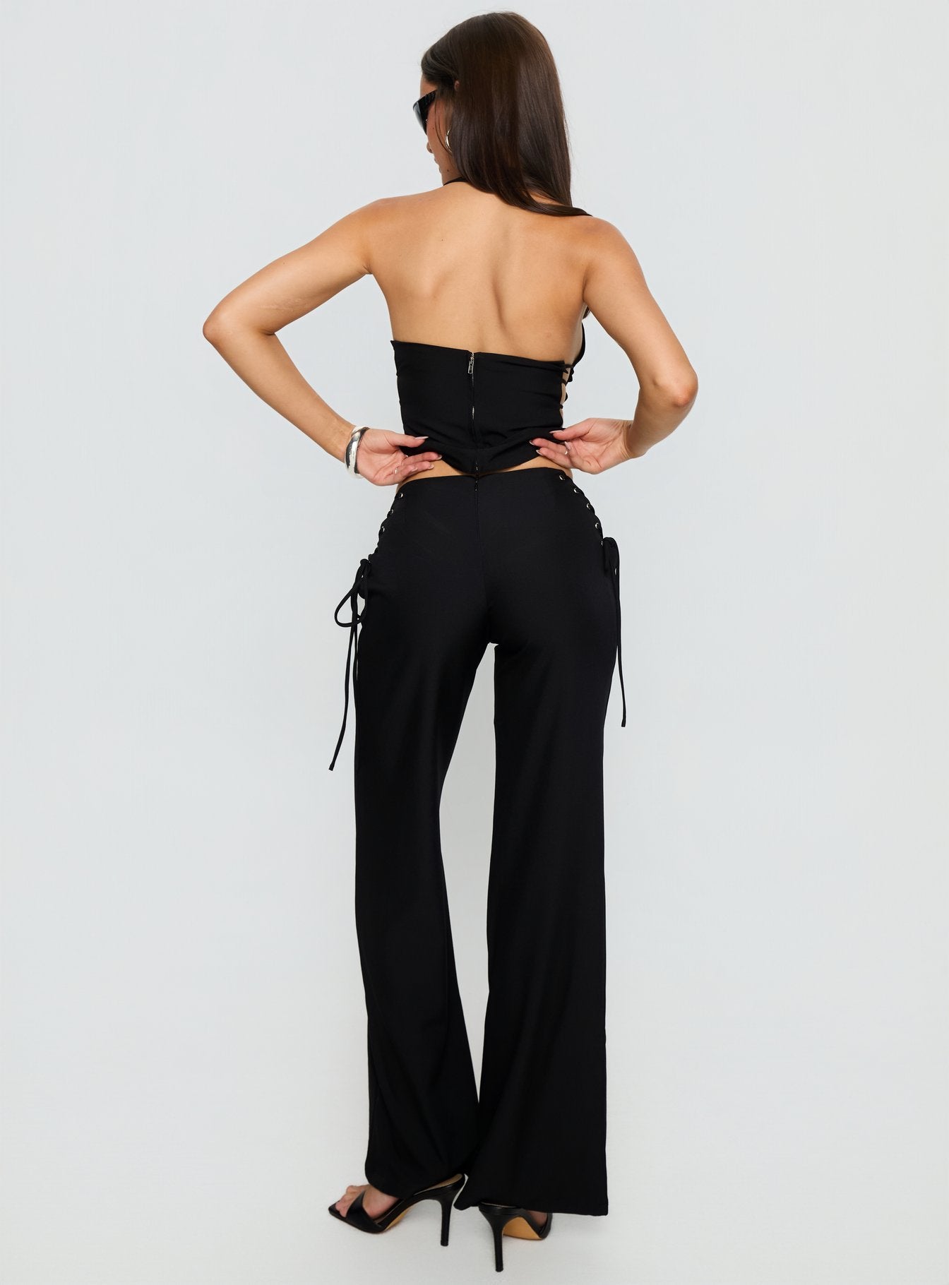 Riane Lace Up Pants Black - Image 5