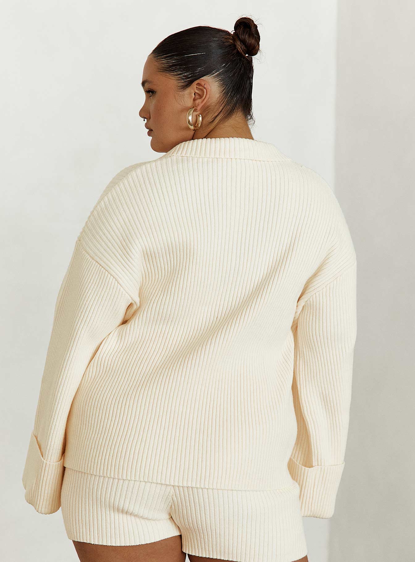 Jhett Long Sleeve Knit Shirt Cream Curve - Image 4