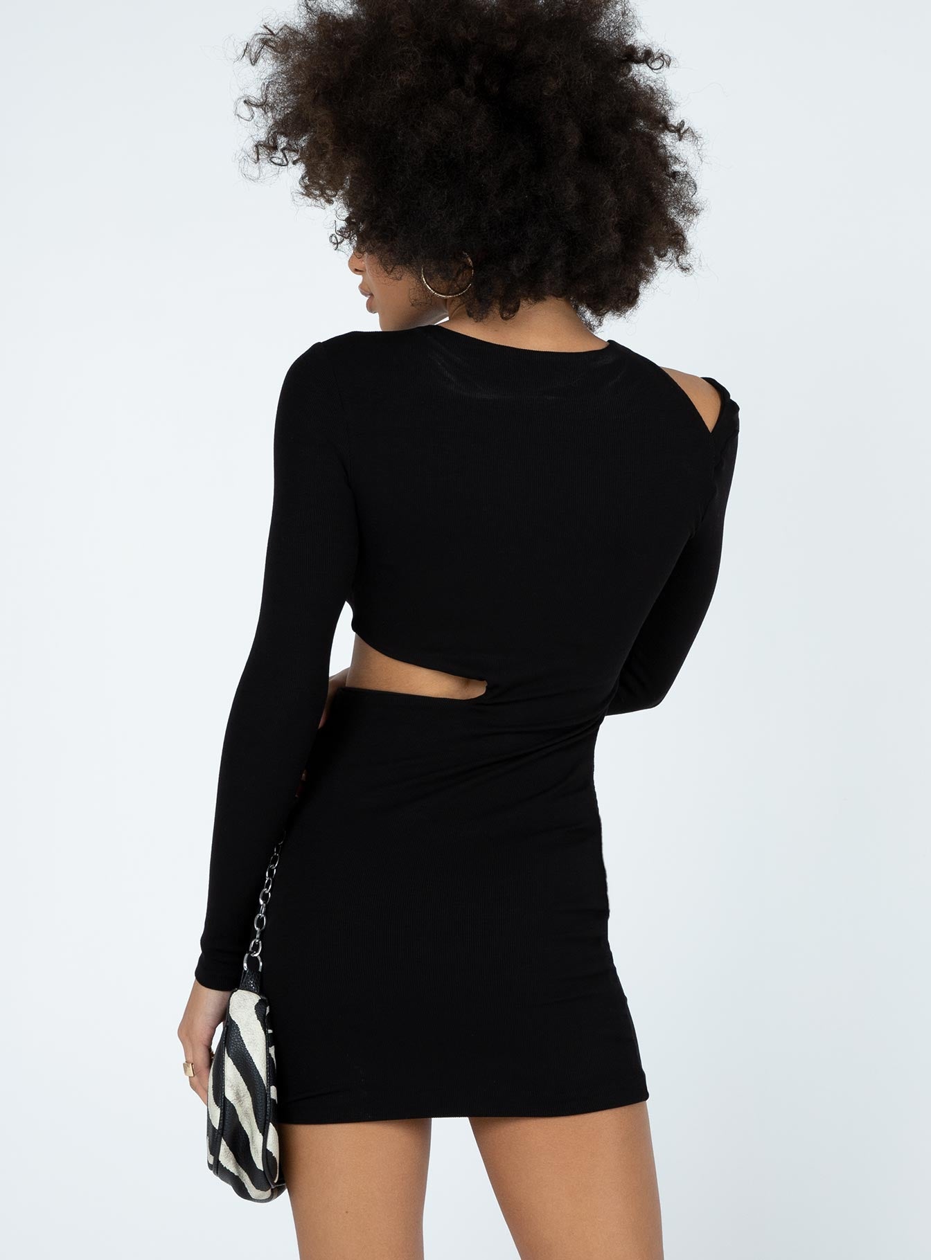 Theodore Long Sleeve Mini Dress Black - Image 4