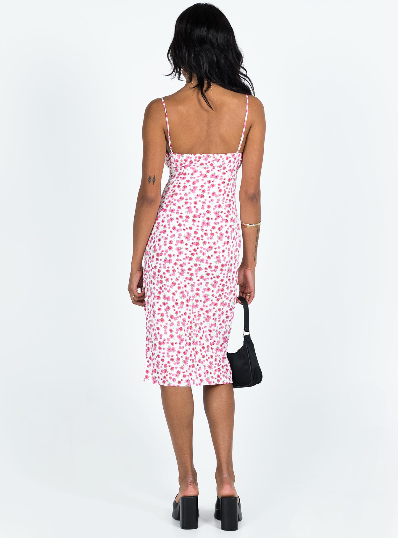 Noda Midi Dress Pink Floral - Image 5