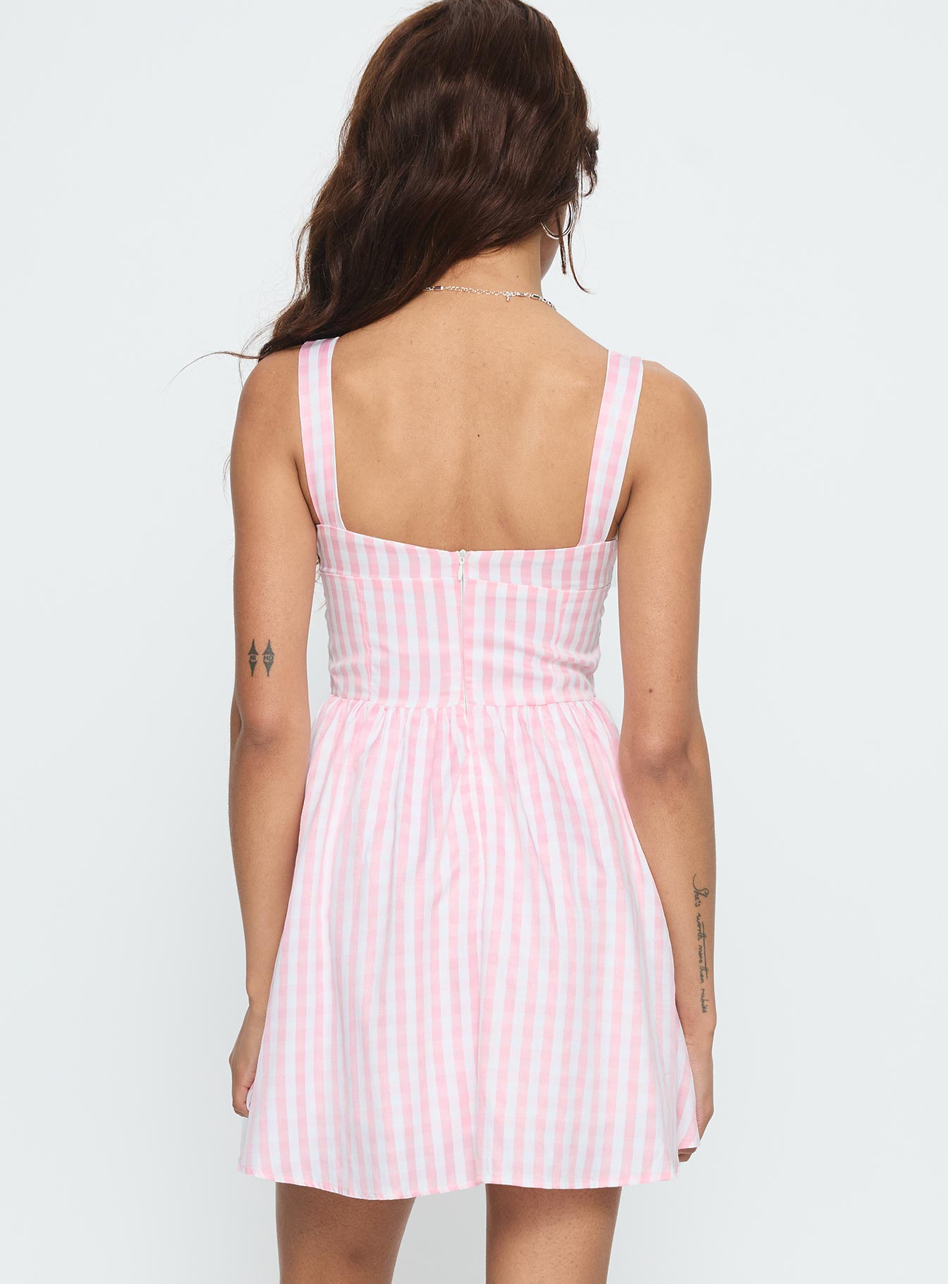 Yoselyn Pleat Mini Dress Pink Check - Image 4