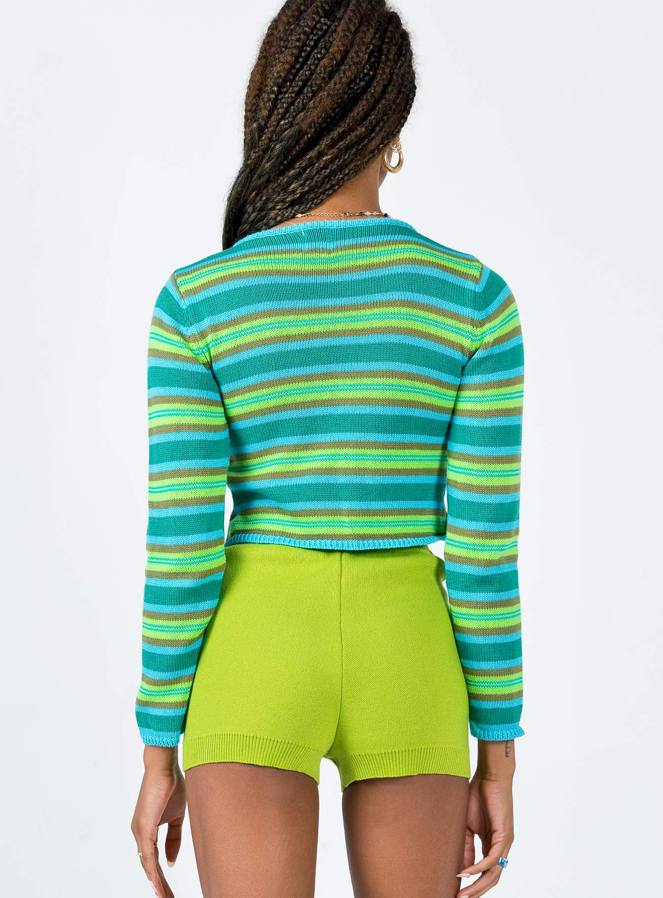 Rowen Basic Knit Shorts Green - Image 5