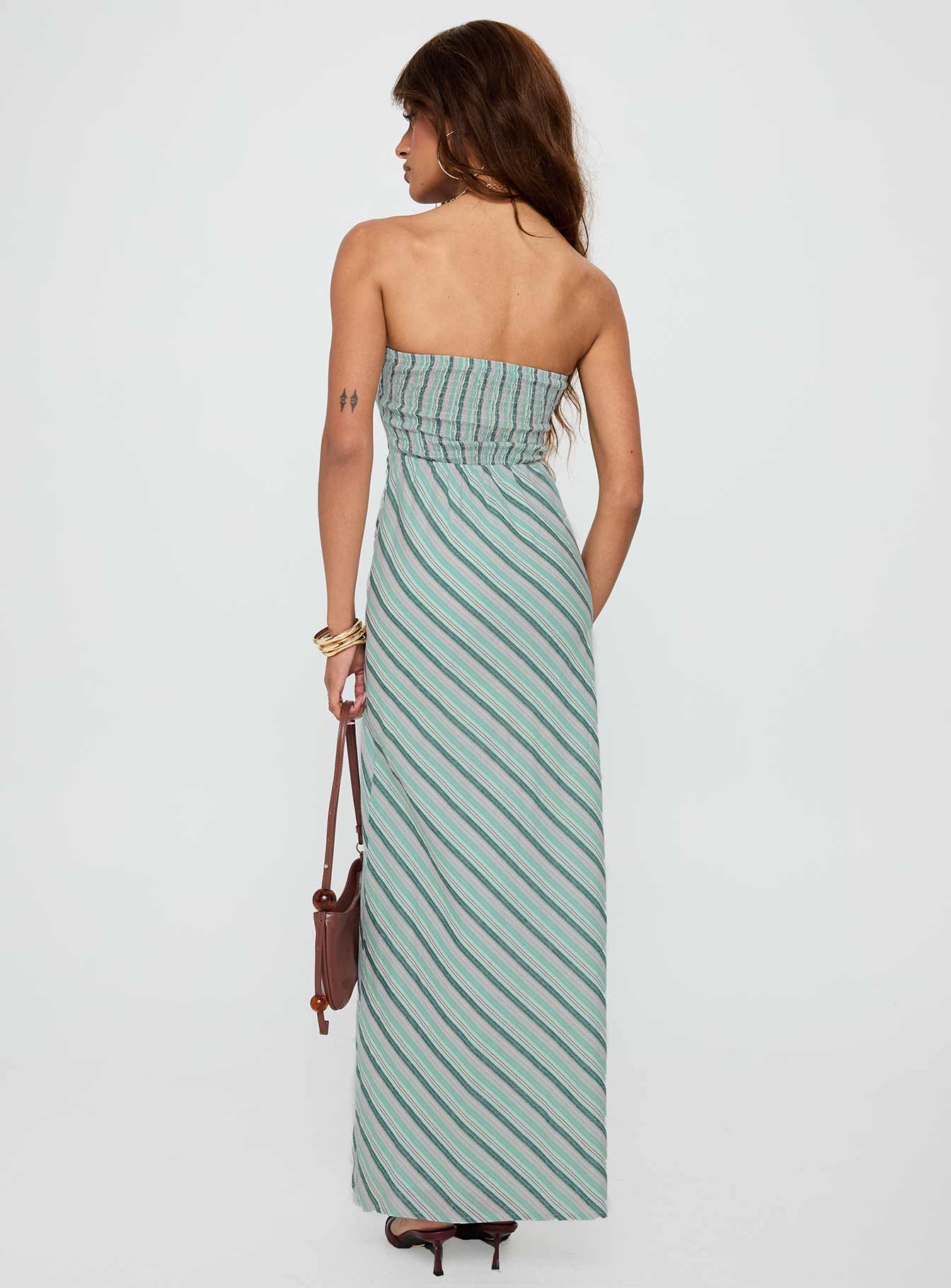 Finchie Strapless Maxi Dress Blue Stripe - Image 5
