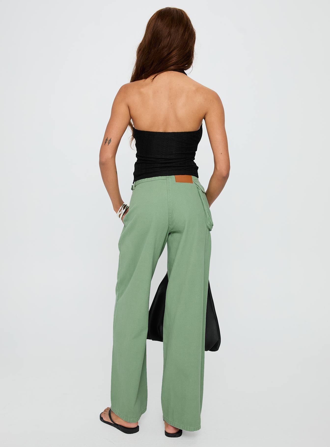Mercadi Mid Rise Straight Leg Cargo Jeans Green - Image 4