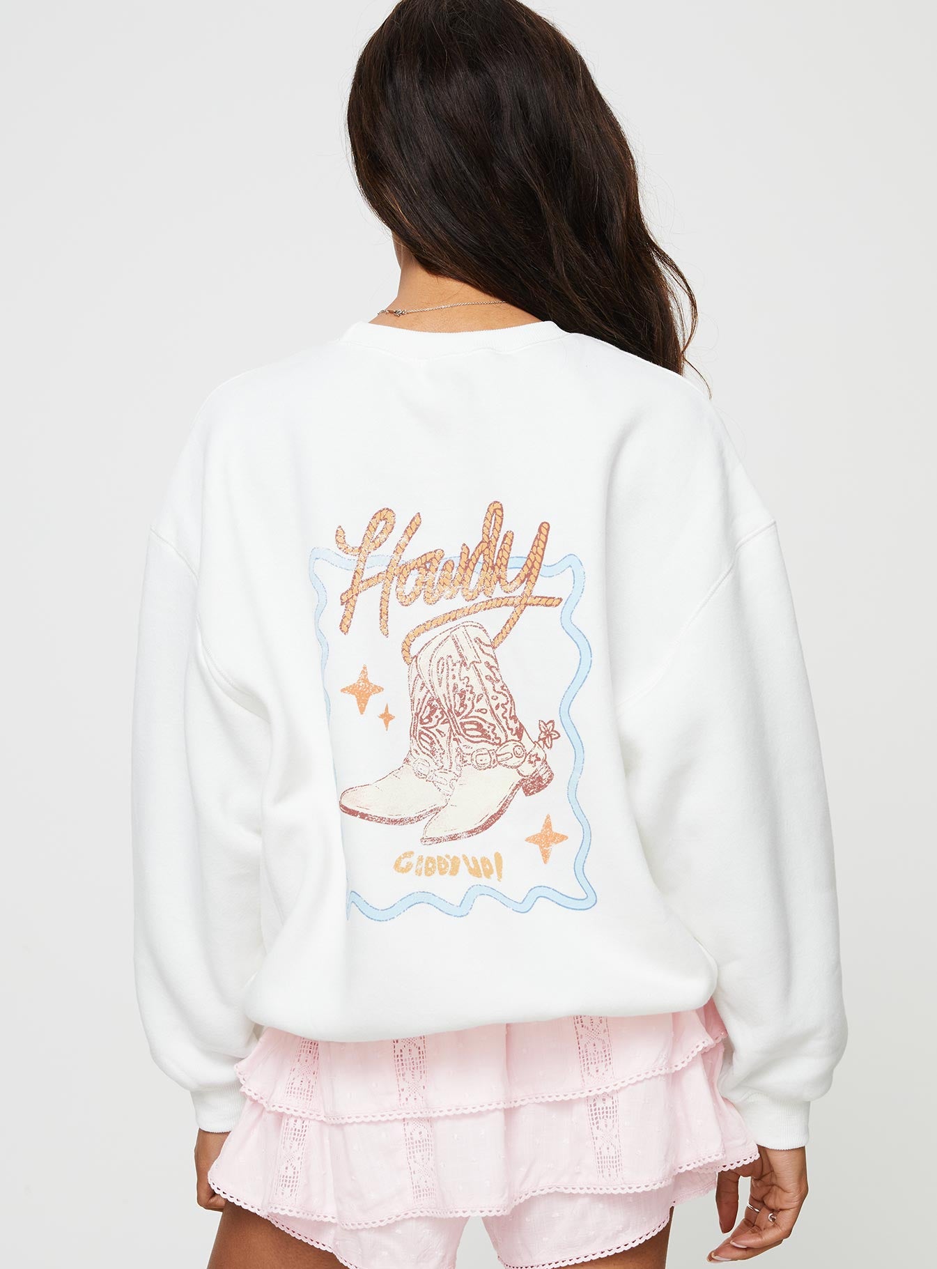 Roped In Crew Neck Sweatshirt White - Image 5