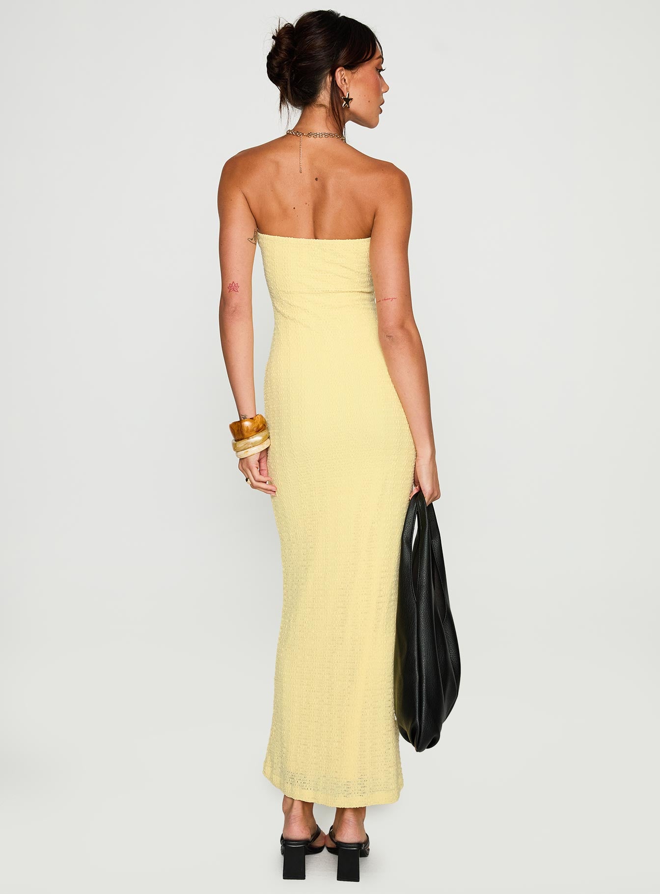 Saijana Strapless Maxi Dress Lemon - Image 4