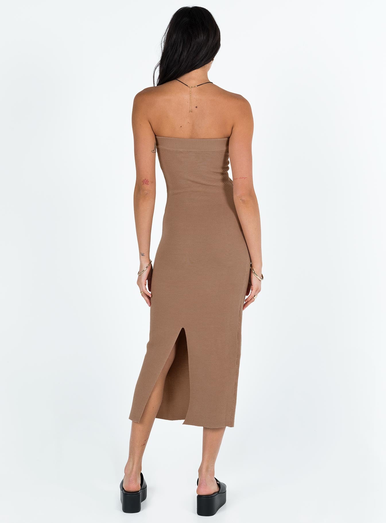 Vista Strapless Midi Dress Brown - Image 5