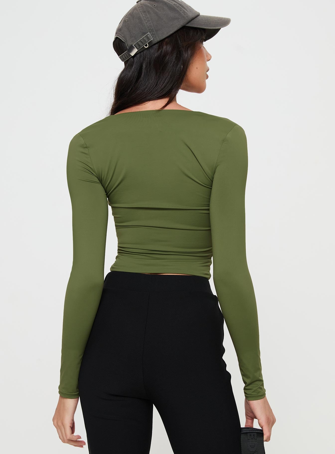 Back In Time Long Sleeve Top Olive - Image 5