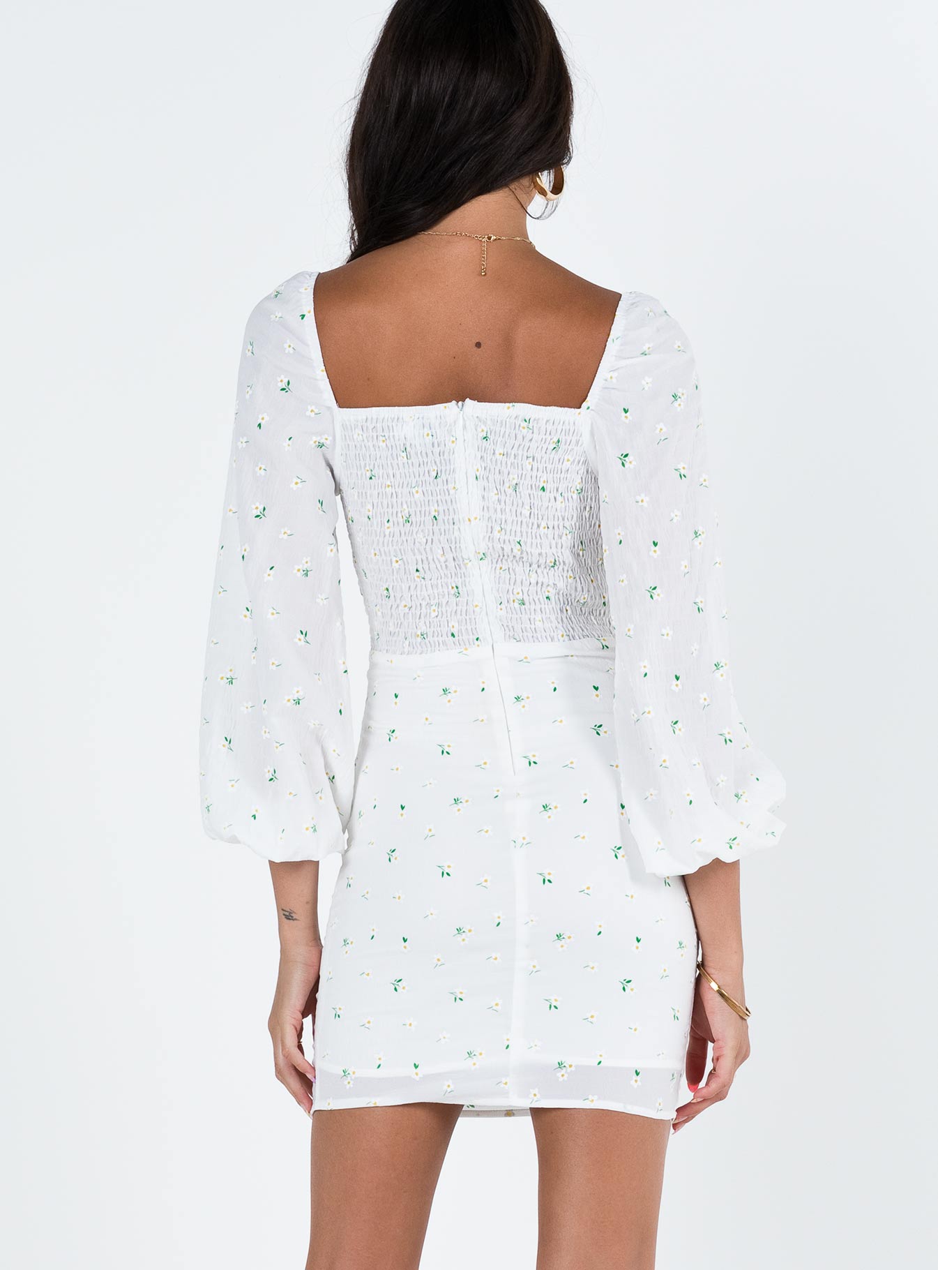 Napier Long Sleeve Mini Dress White - Image 5