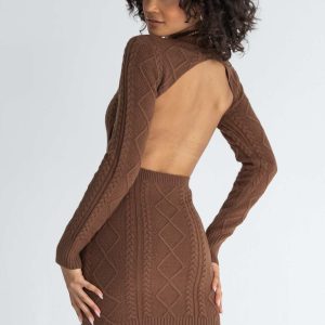 Zion Long Sleeve Mini Dress Brown