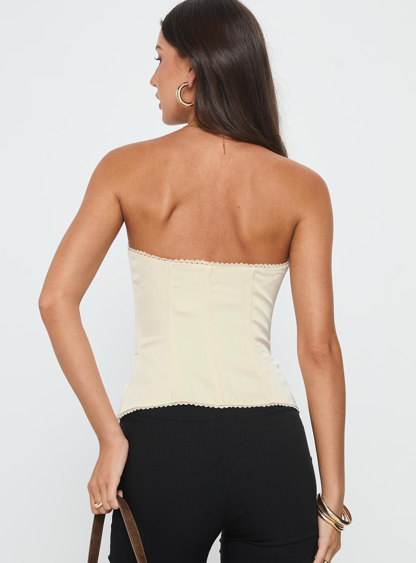 Jazzy Strapless Corset Top Cream Floral - Image 5