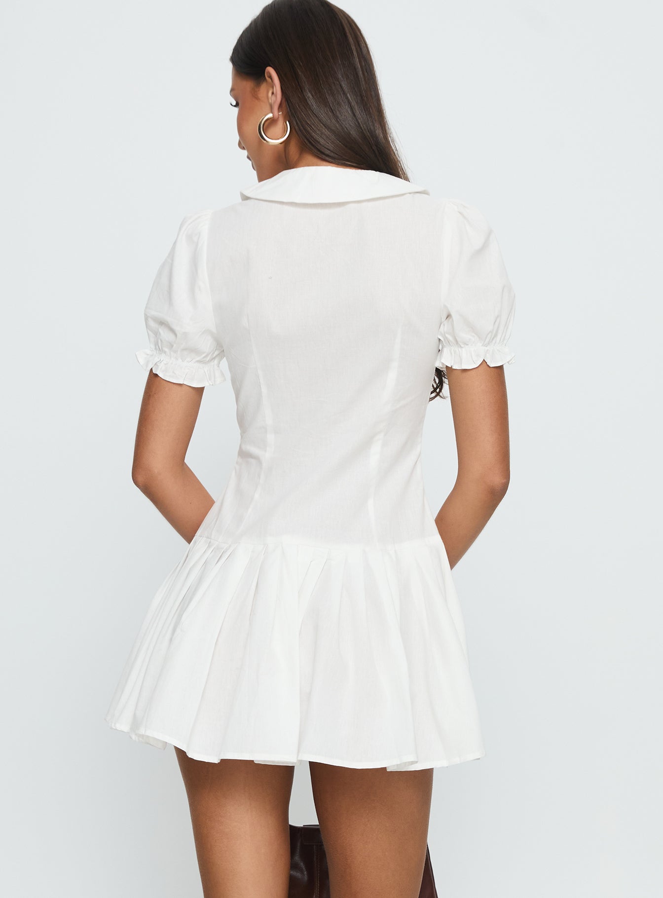 Lisette Pleat Mini Dress White - Image 5
