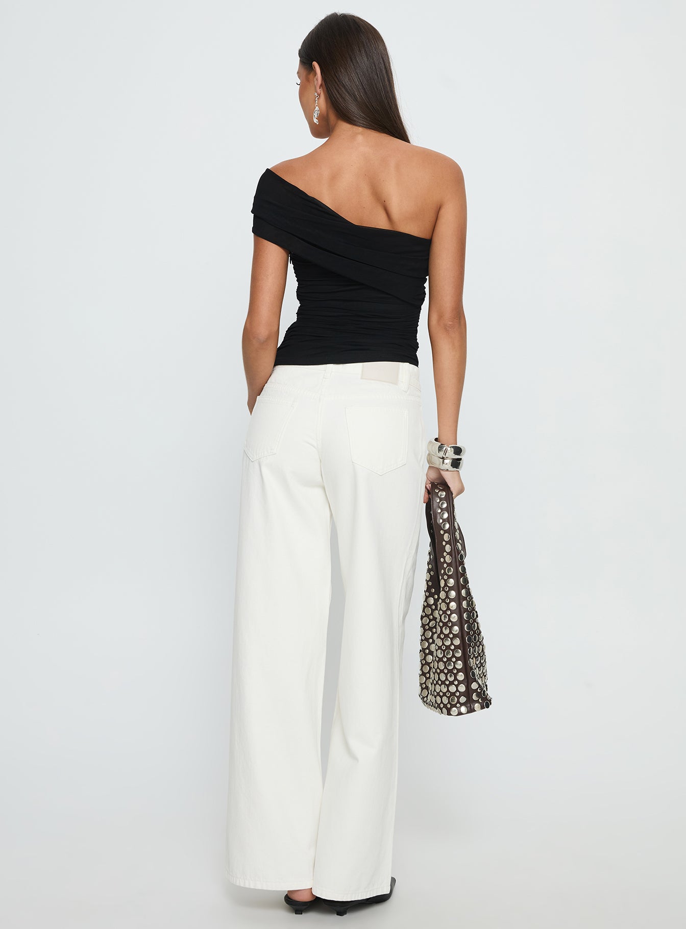 Catiana Low Rise Wide Leg Jeans White - Image 5