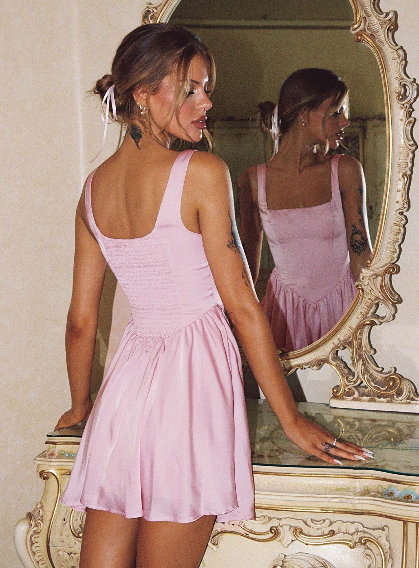 Straplie Mini Dress Pink - Image 4