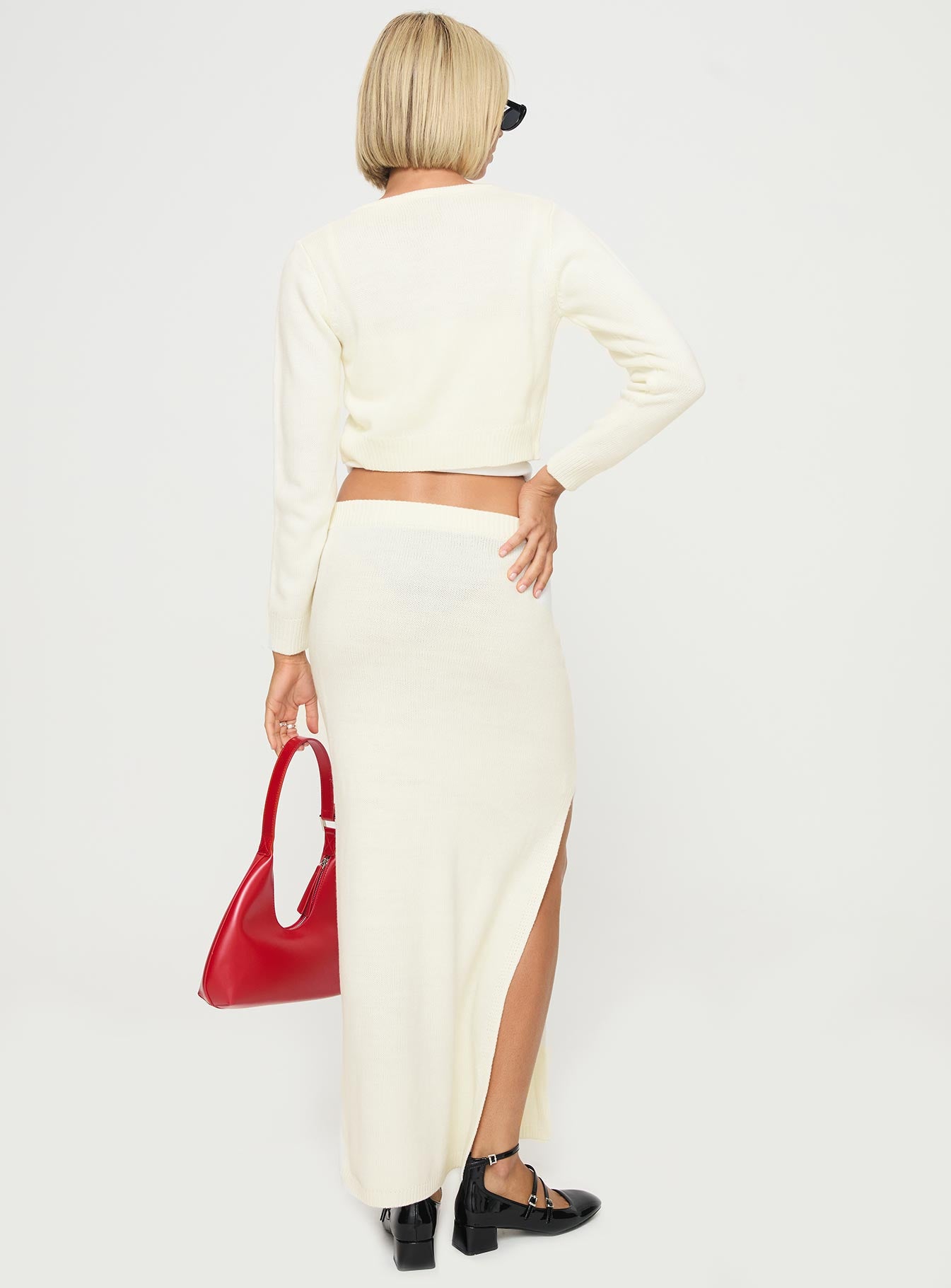Collase Knit Maxi Skirt Cream - Image 5