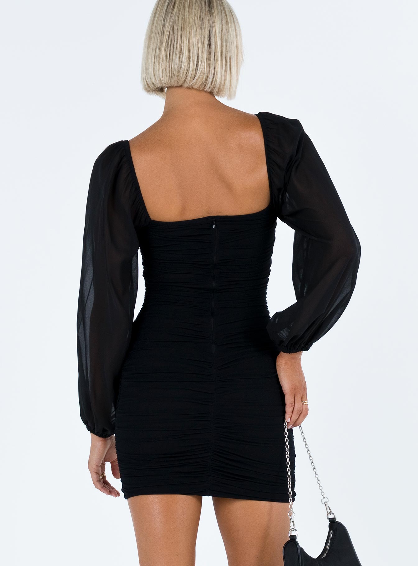 Joslyn Long Sleeve Mini Dress Black - Image 4