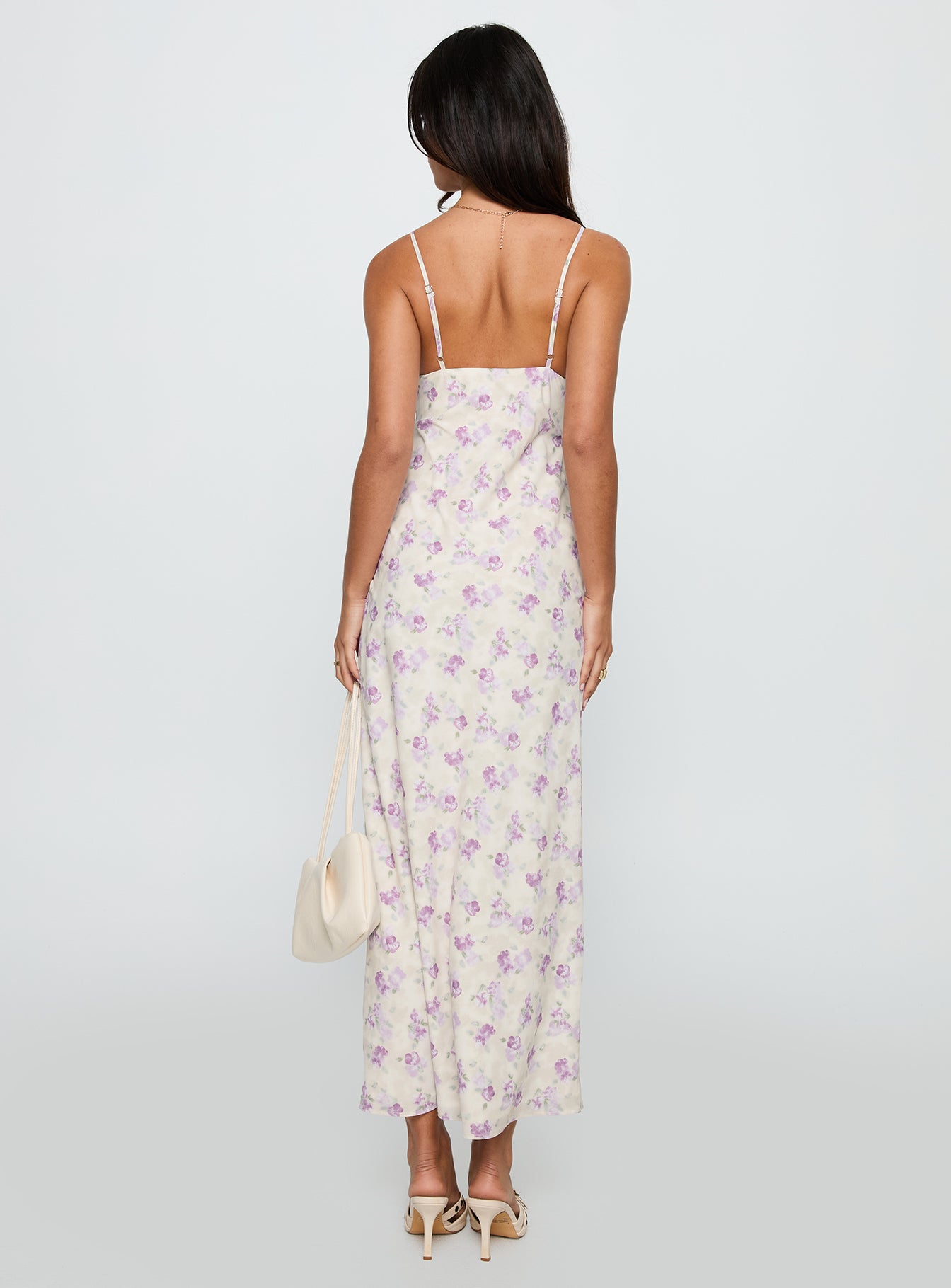 Jessamine Frill Maxi Dress White / Lilac - Image 5