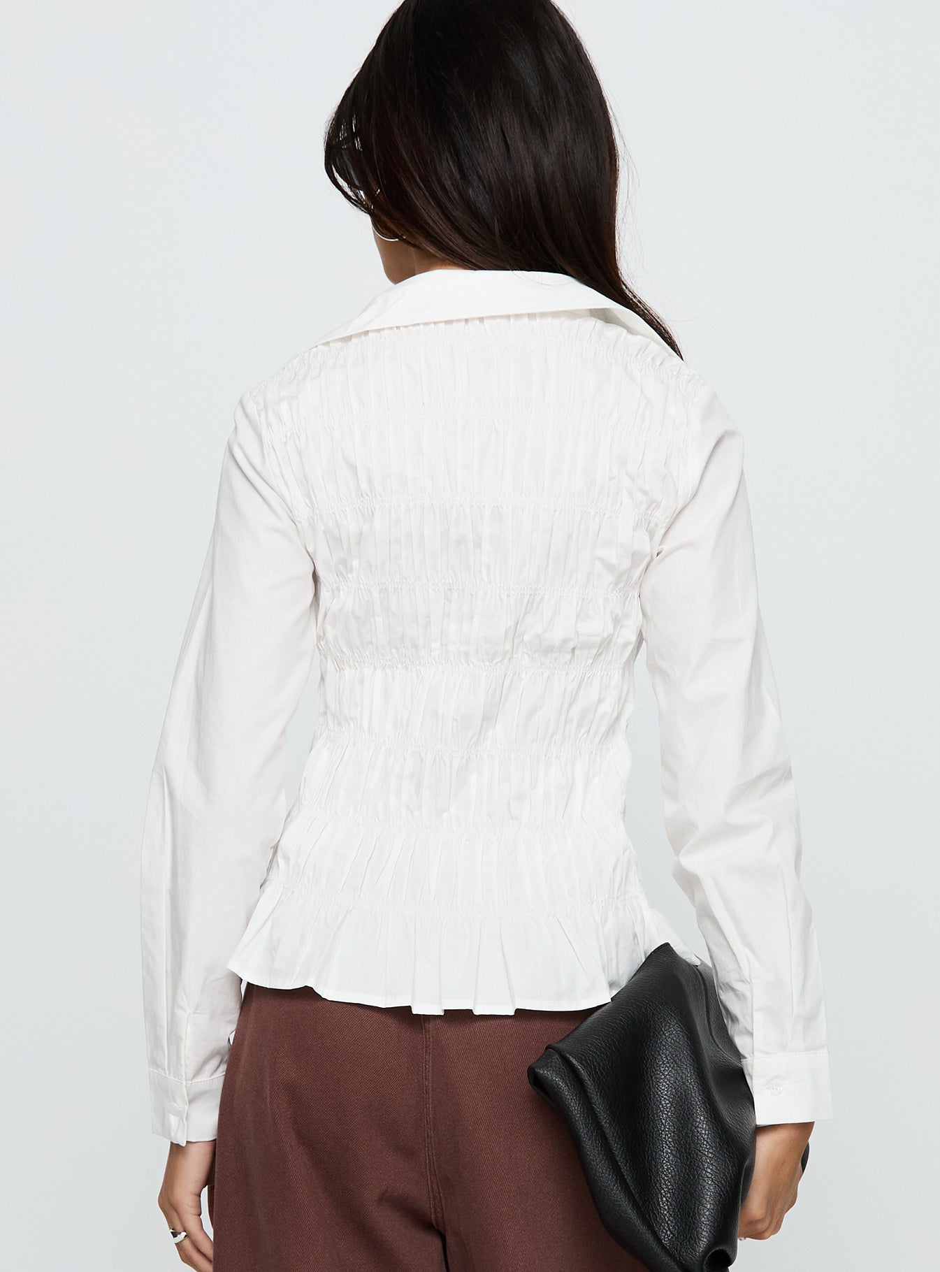 Cultivate Shirred Long Sleeve Top White - Image 5