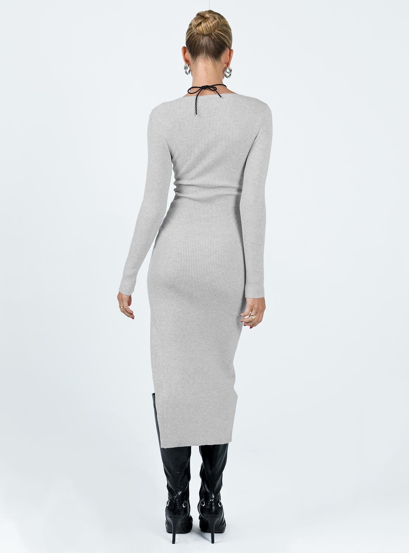 Fitro Long Sleeve Maxi Dress Grey - Image 4