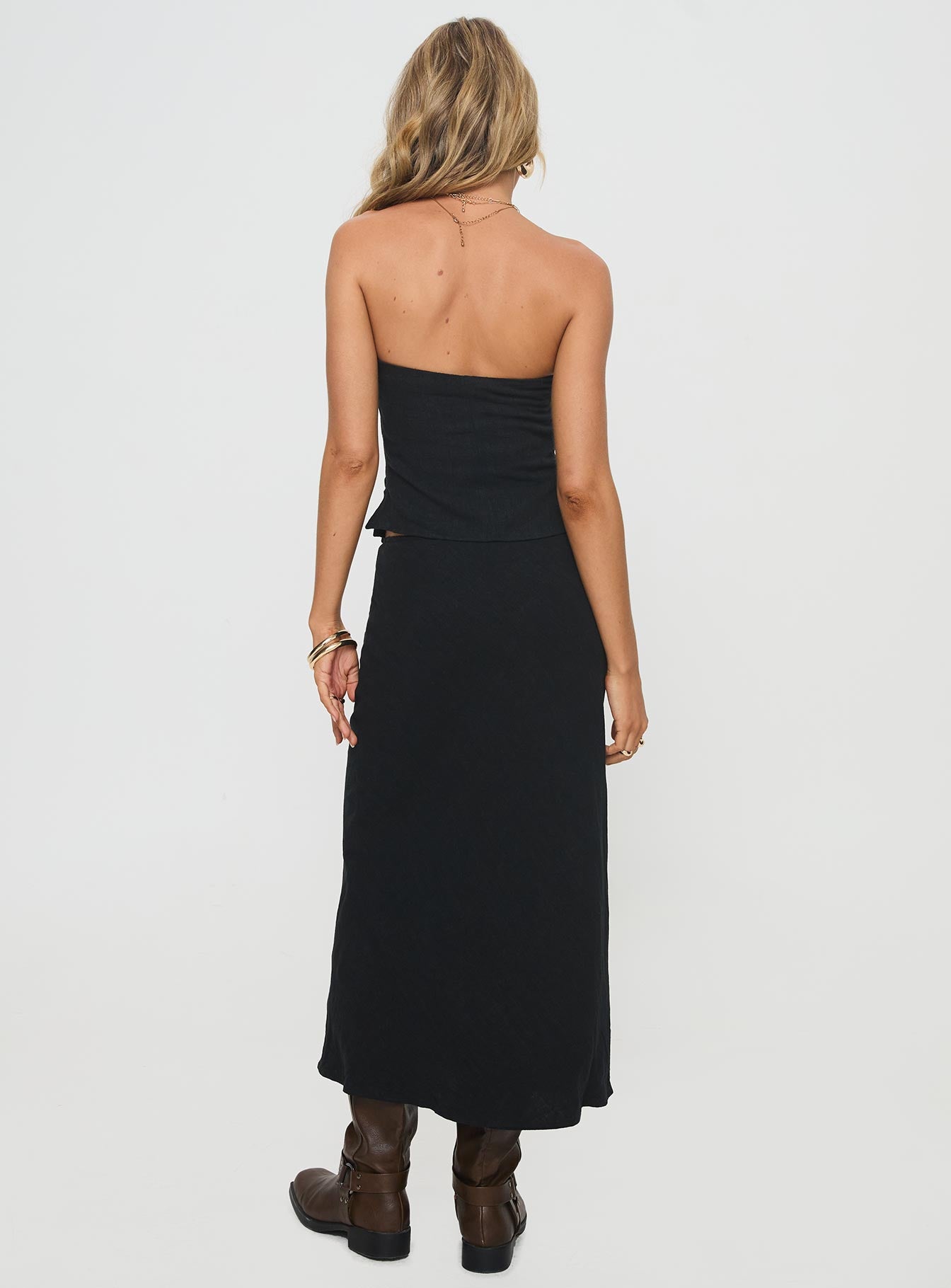Ermias Linen Blend Midi Skirt Black - Image 5