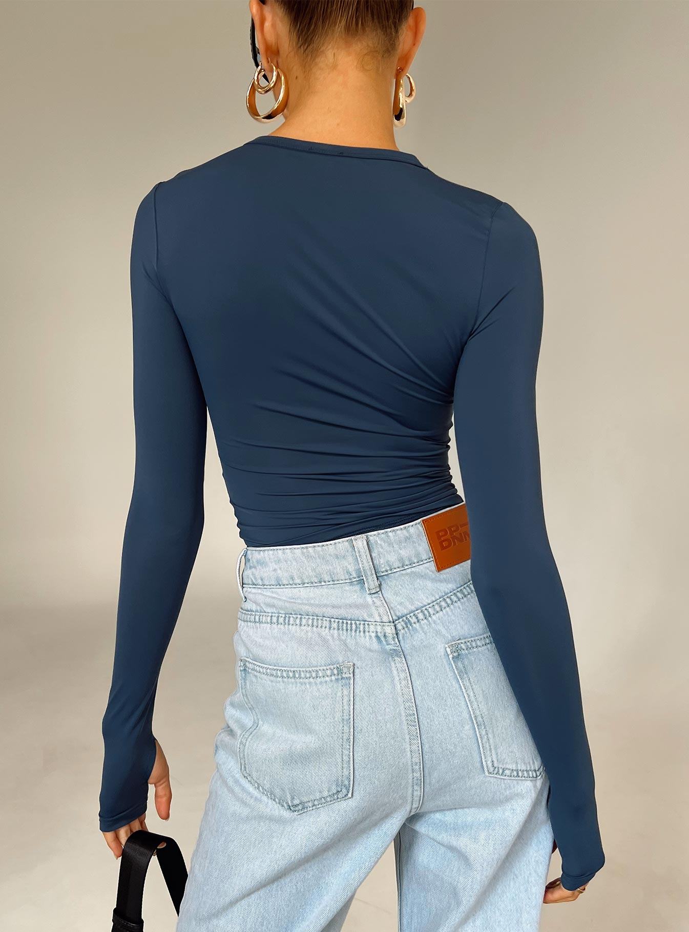 Farro Long Sleeve Top Navy - Image 3